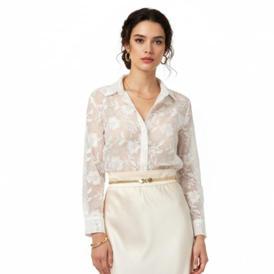 Embroidered Floral Cotton Shirt