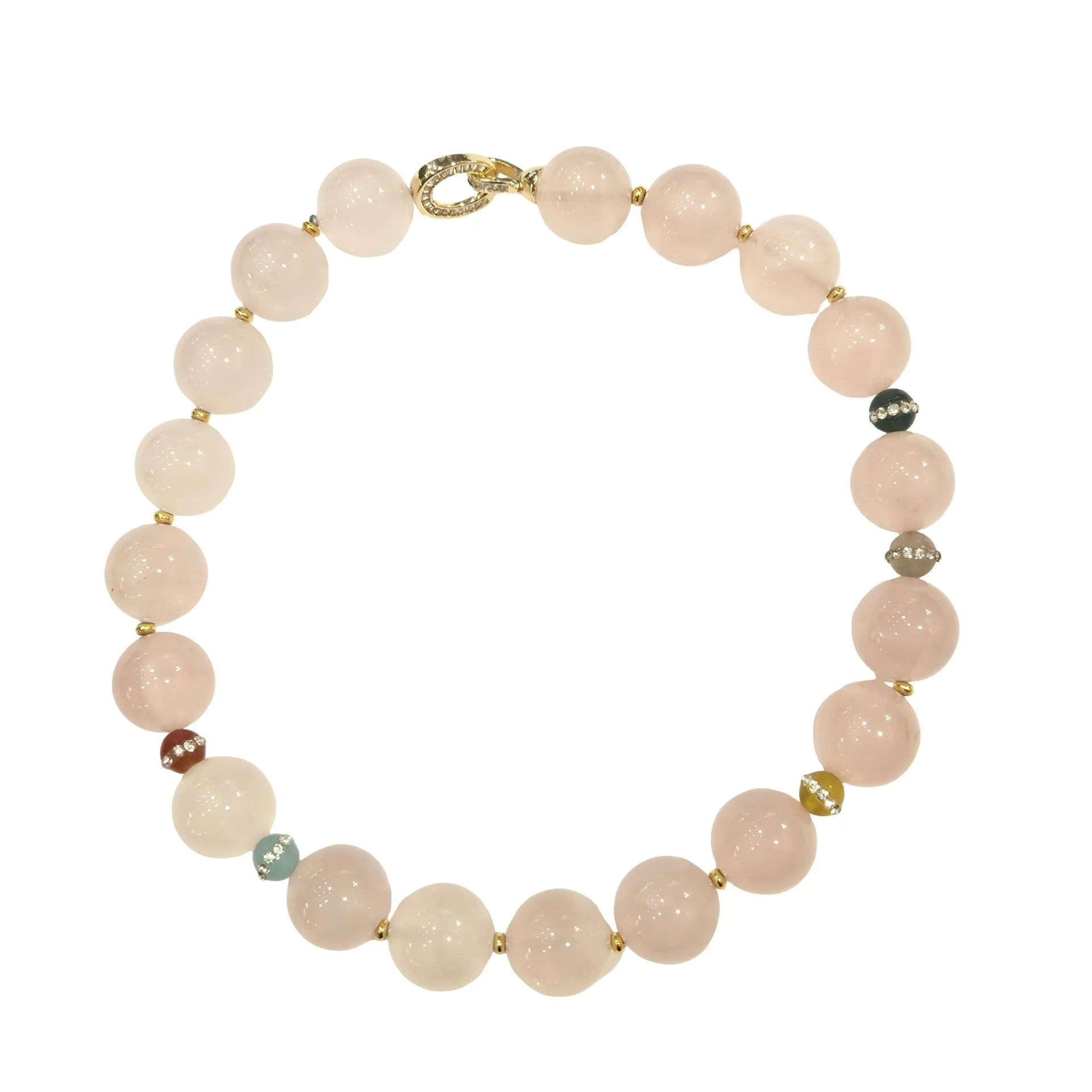 Vintage Agates with Pink Quartz Necklace