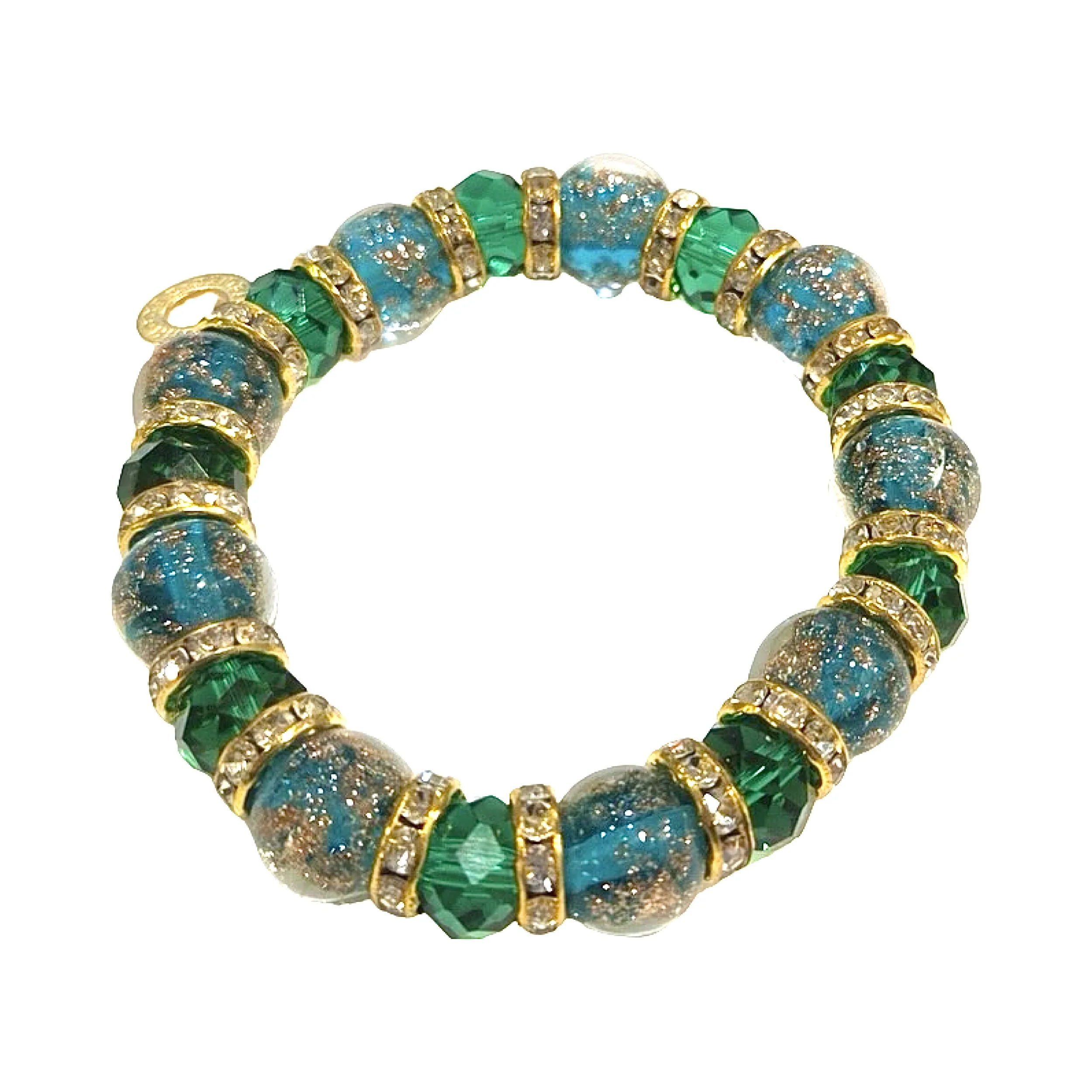Hand Blown Glass Bracelet in Emerald Green - Crafted in Murano, Italy