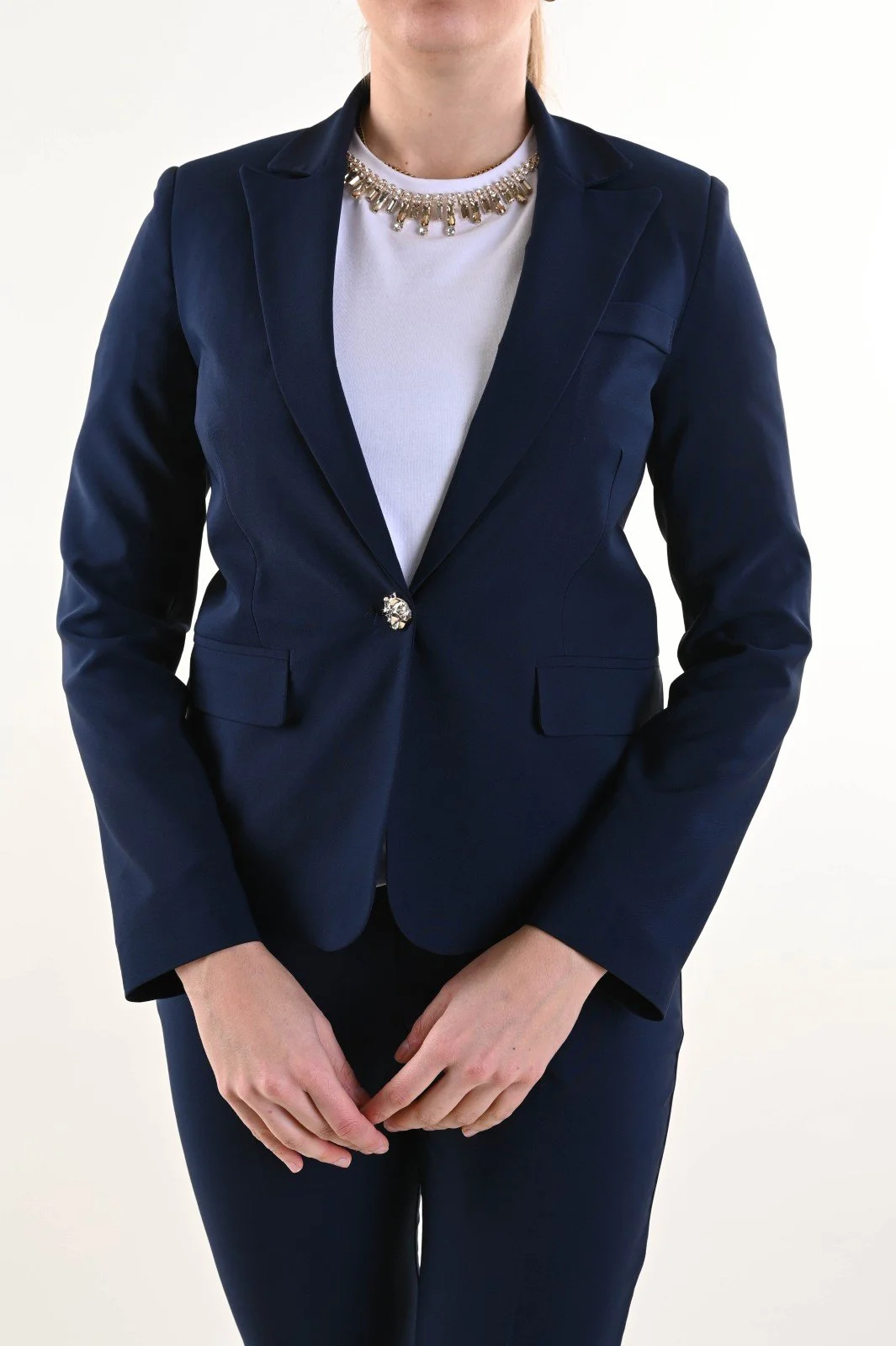 Single-Breasted Blazer with Button