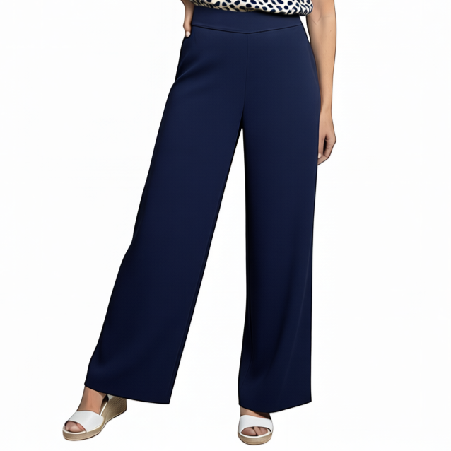 Wide-Leg Pull-On Cotton Pant