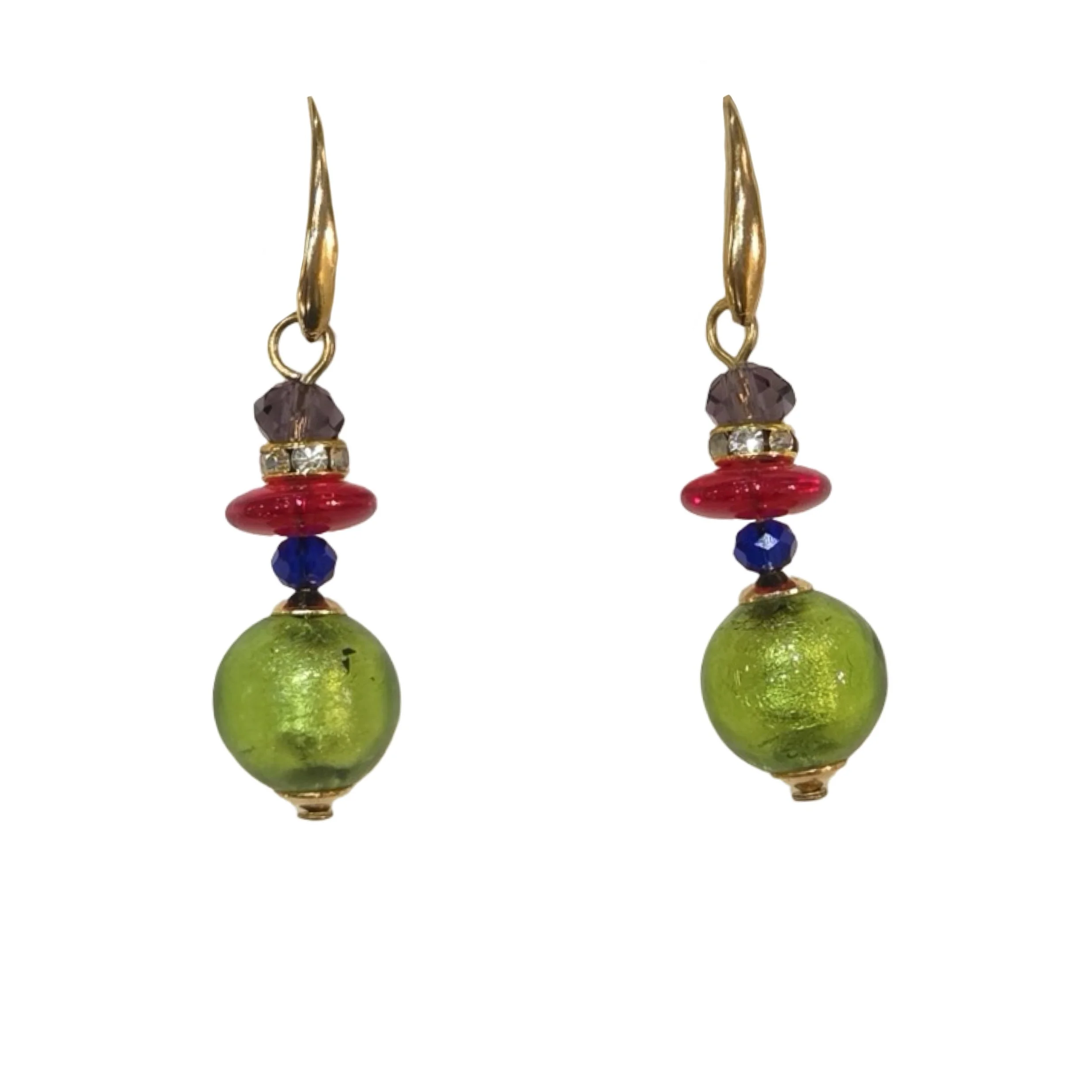 Murano Glass Bead Dangle Earrings