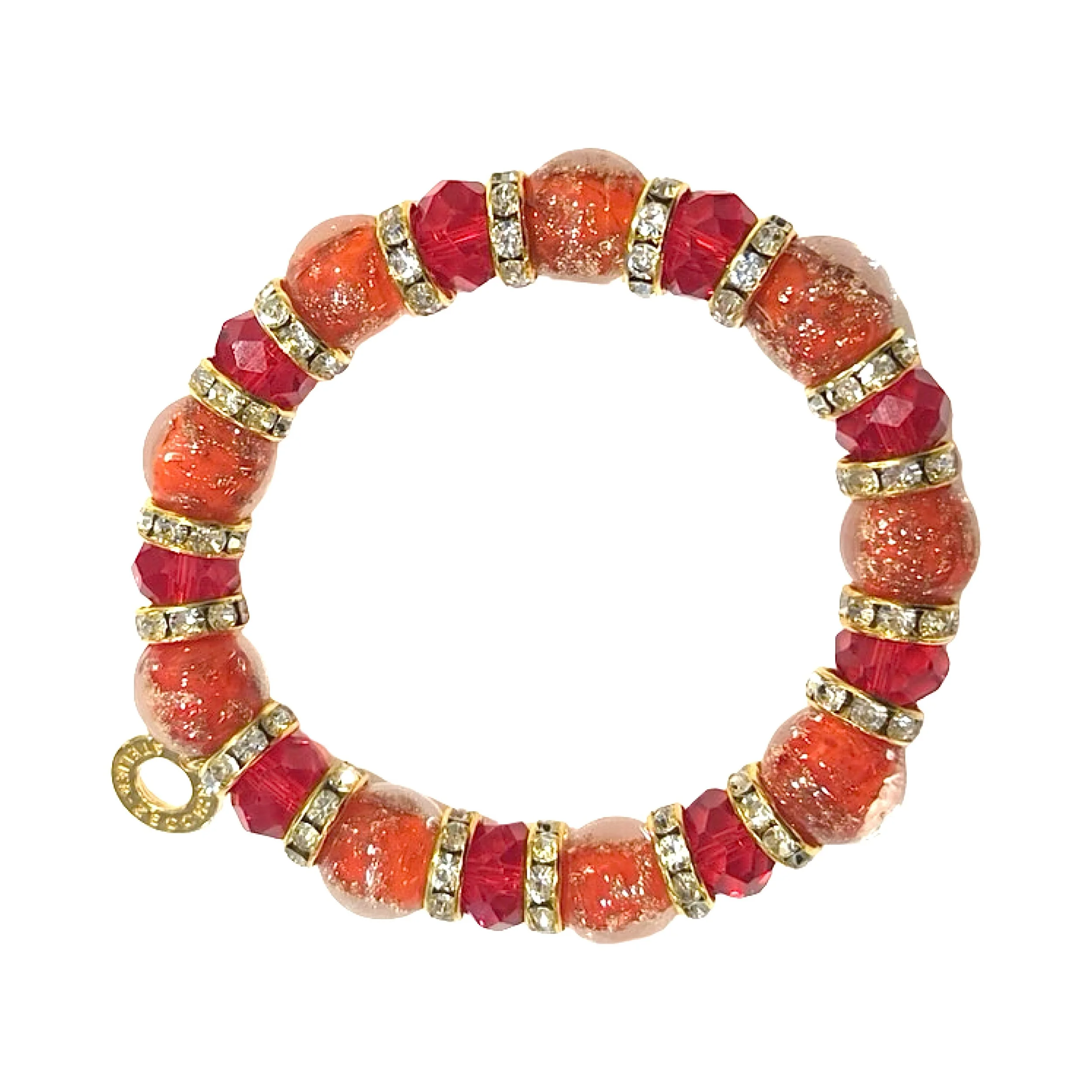 Hand Blown Glass Bracelet in Red - Crafted in Murano, Italy