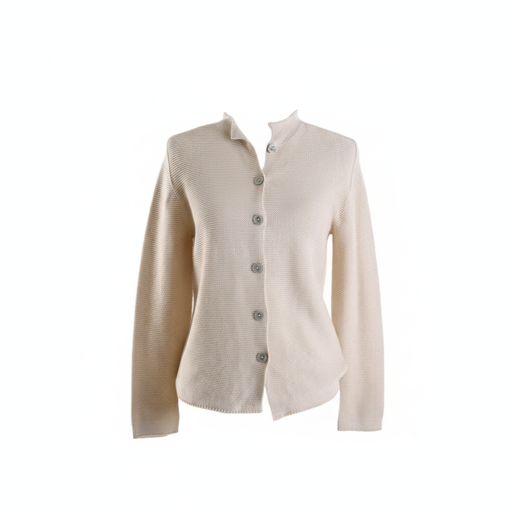 Cardigan with Buttons & Ribbed Bottom