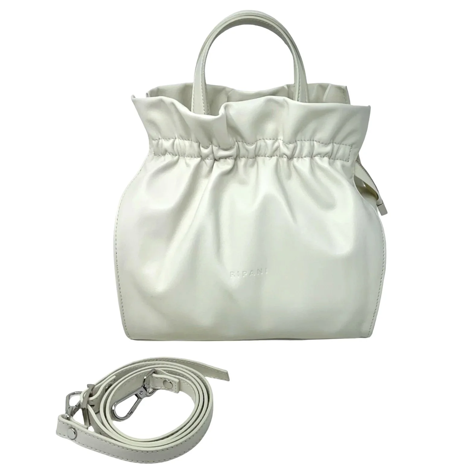 Soft Leather Handbag with Delicate Ruffle Detail