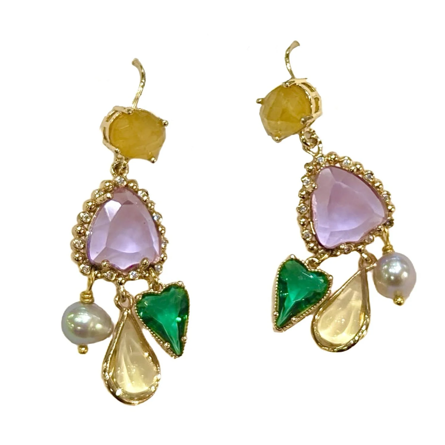 Agate and Pearl Dangle Earrings