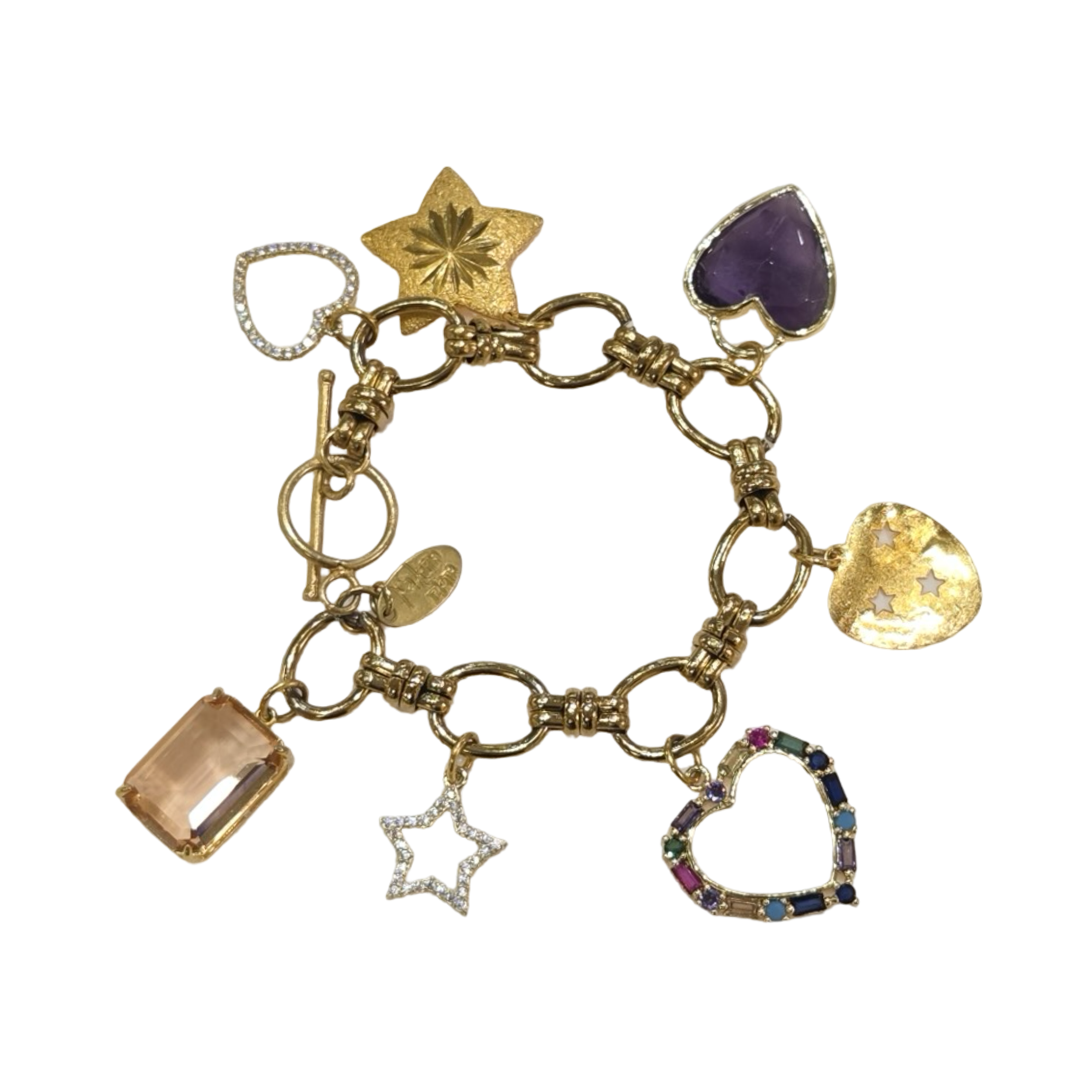 Amethyst & Crystal Charm Bracelet