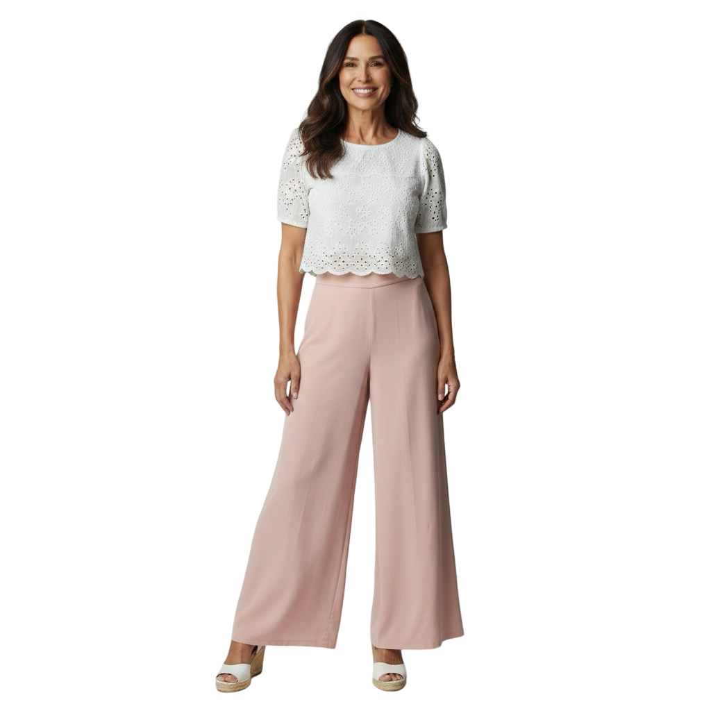 High Rise Wide-Leg Cotton Pant