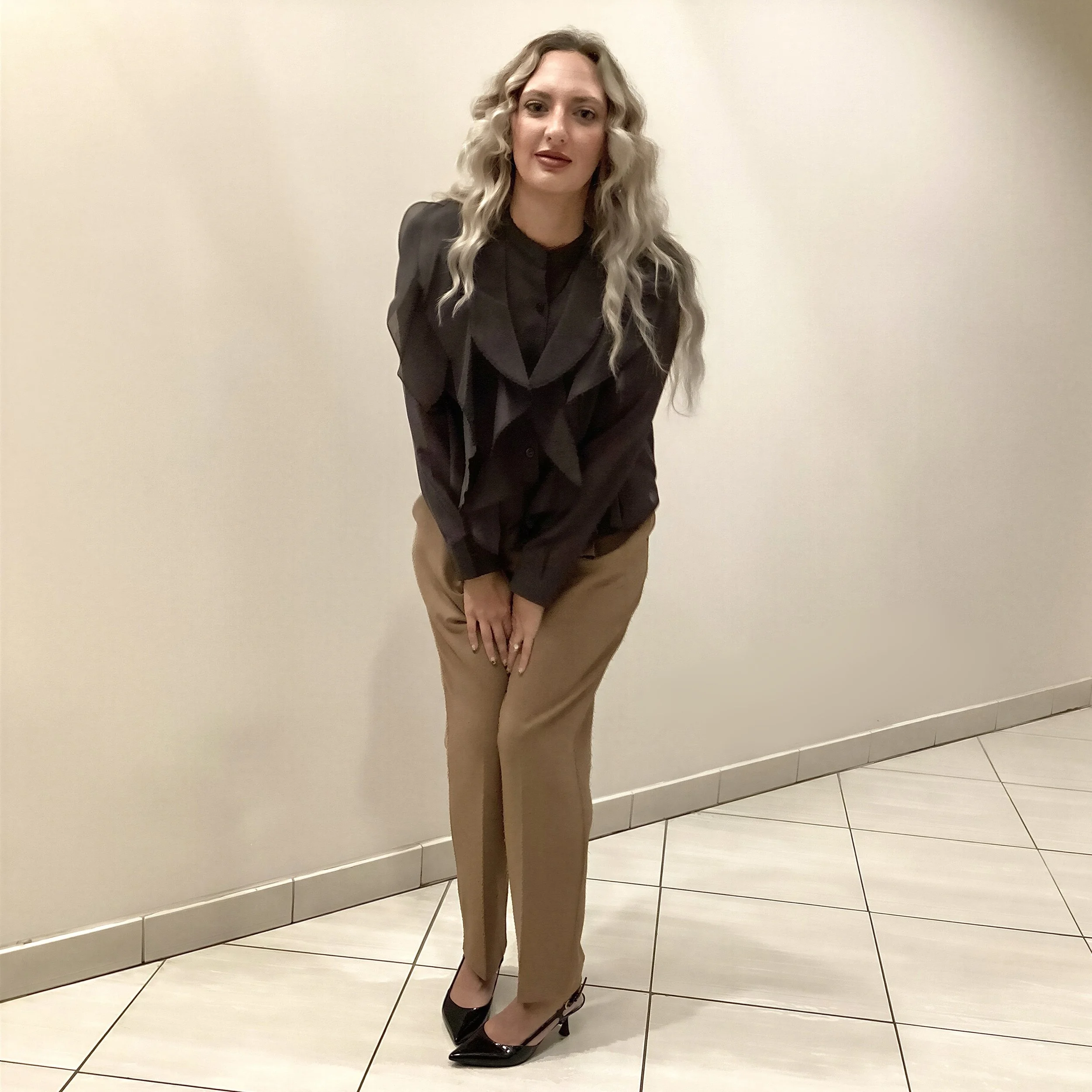 Ruffled Long-Sleeve Blouse