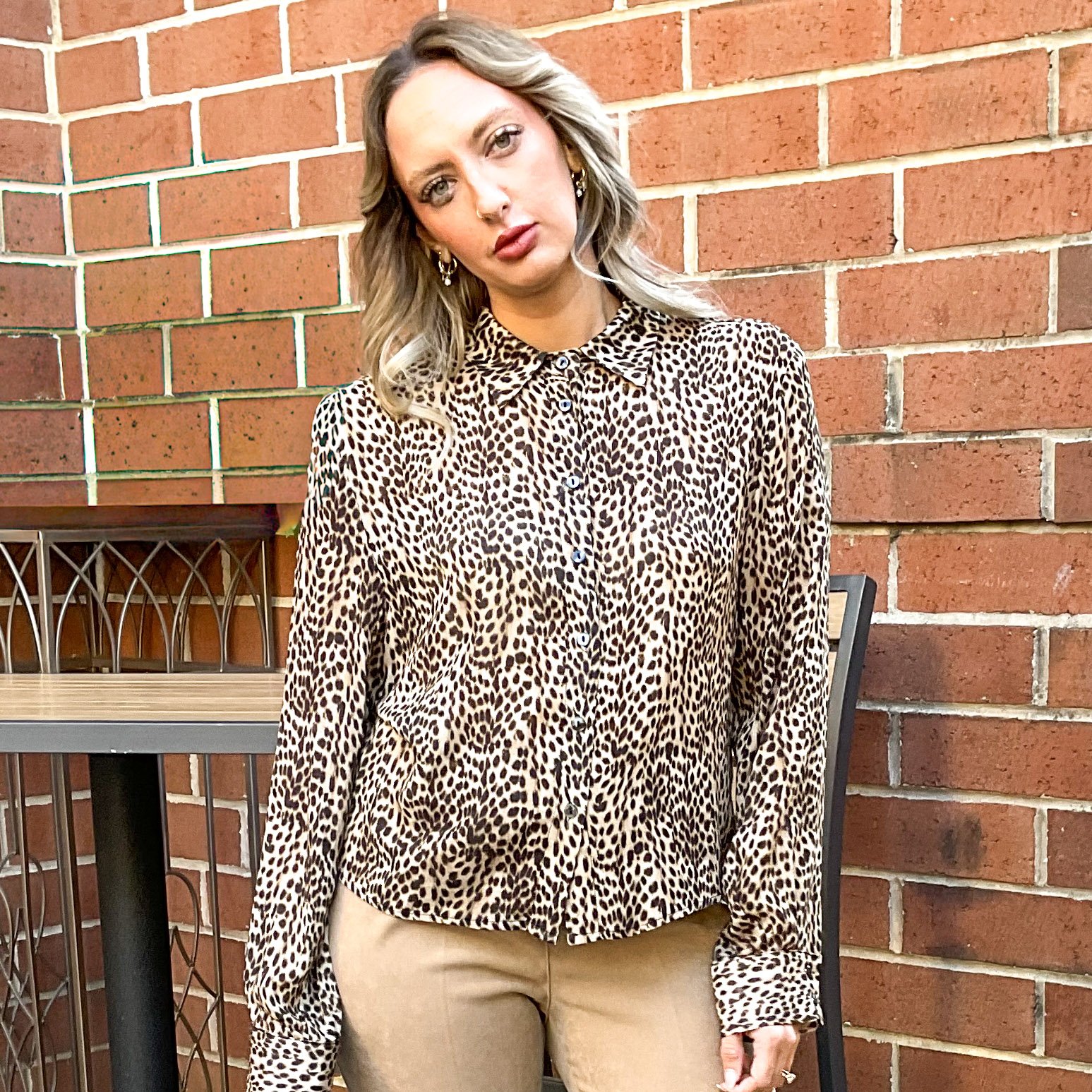 Exotic Animal Print Blouse in Organic Viscosa/Wool