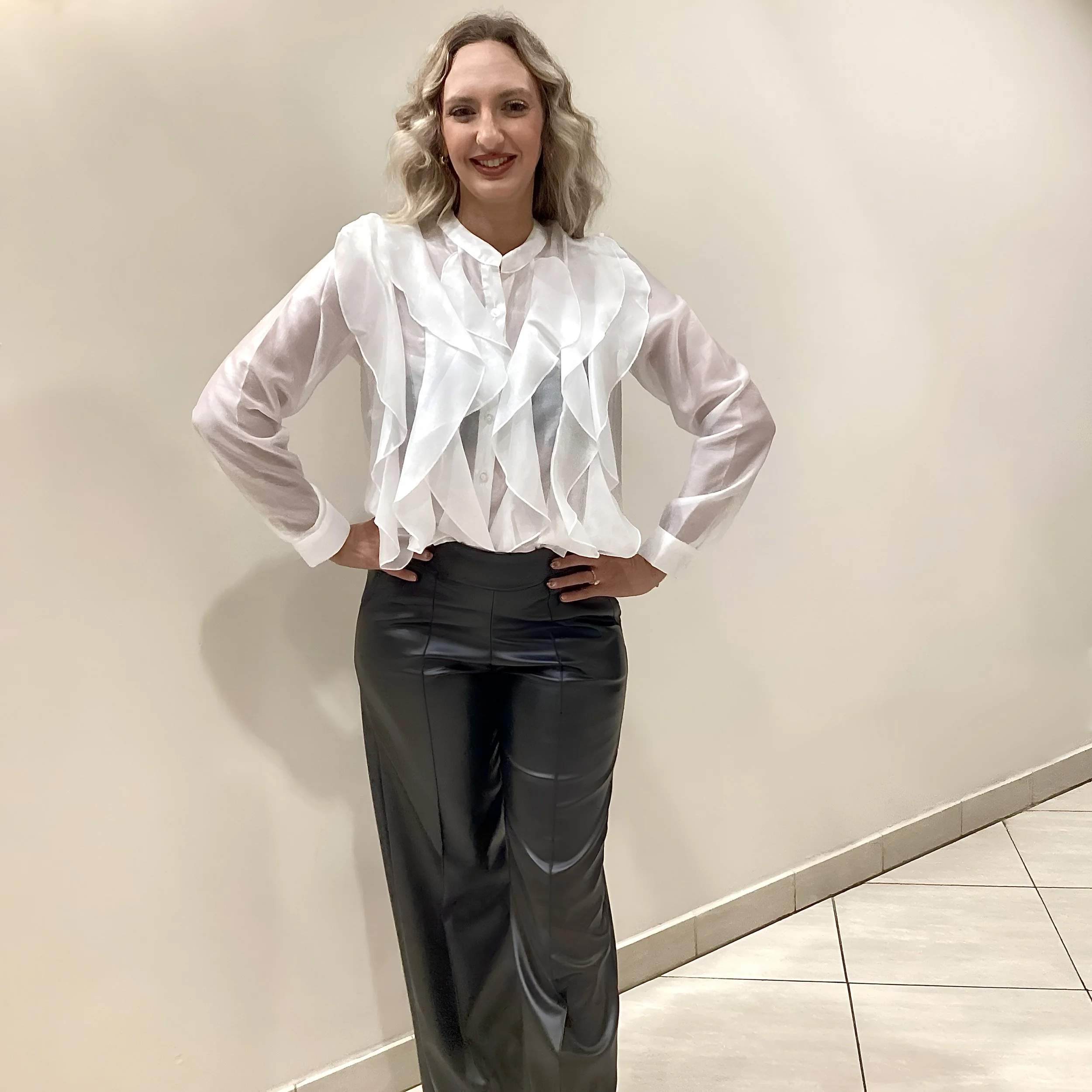 Ruffled Long-Sleeve Blouse