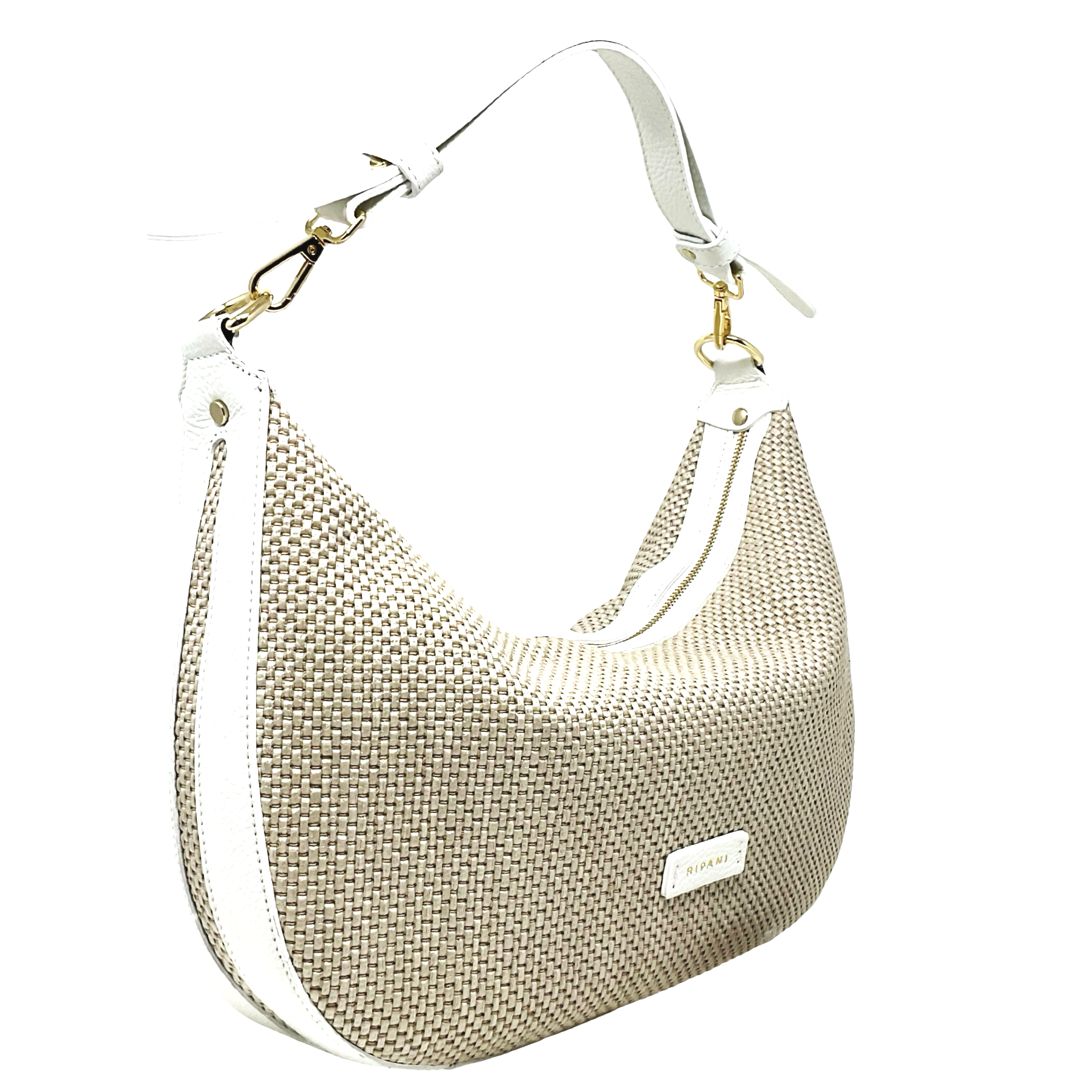 Chicco Raffia Finished in Smooth Leather Shoulder Bag