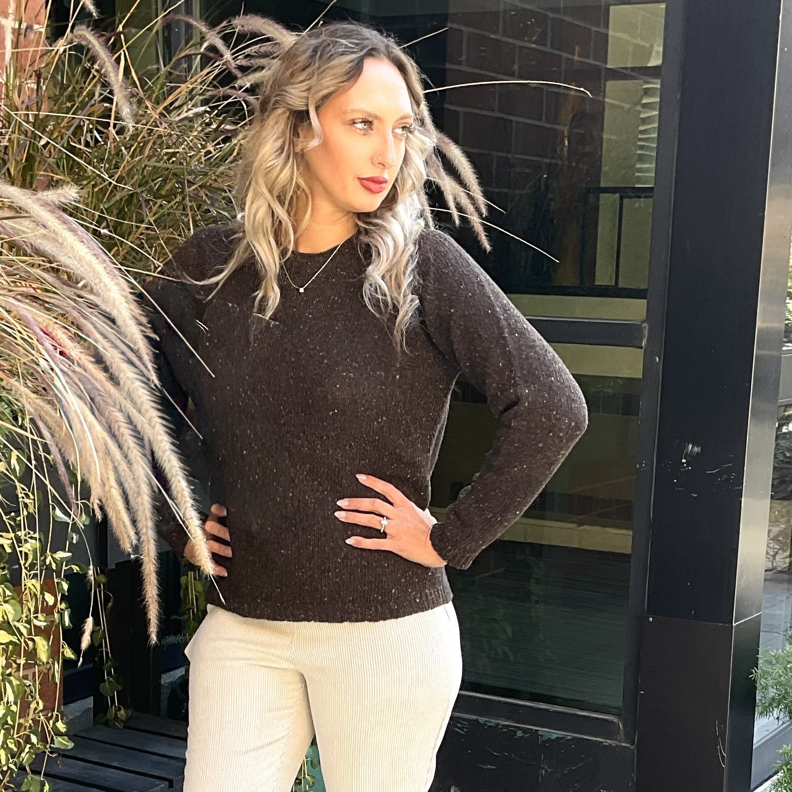 Fine Knit Wool Sweater with a Subtle Multi-Tone Texture