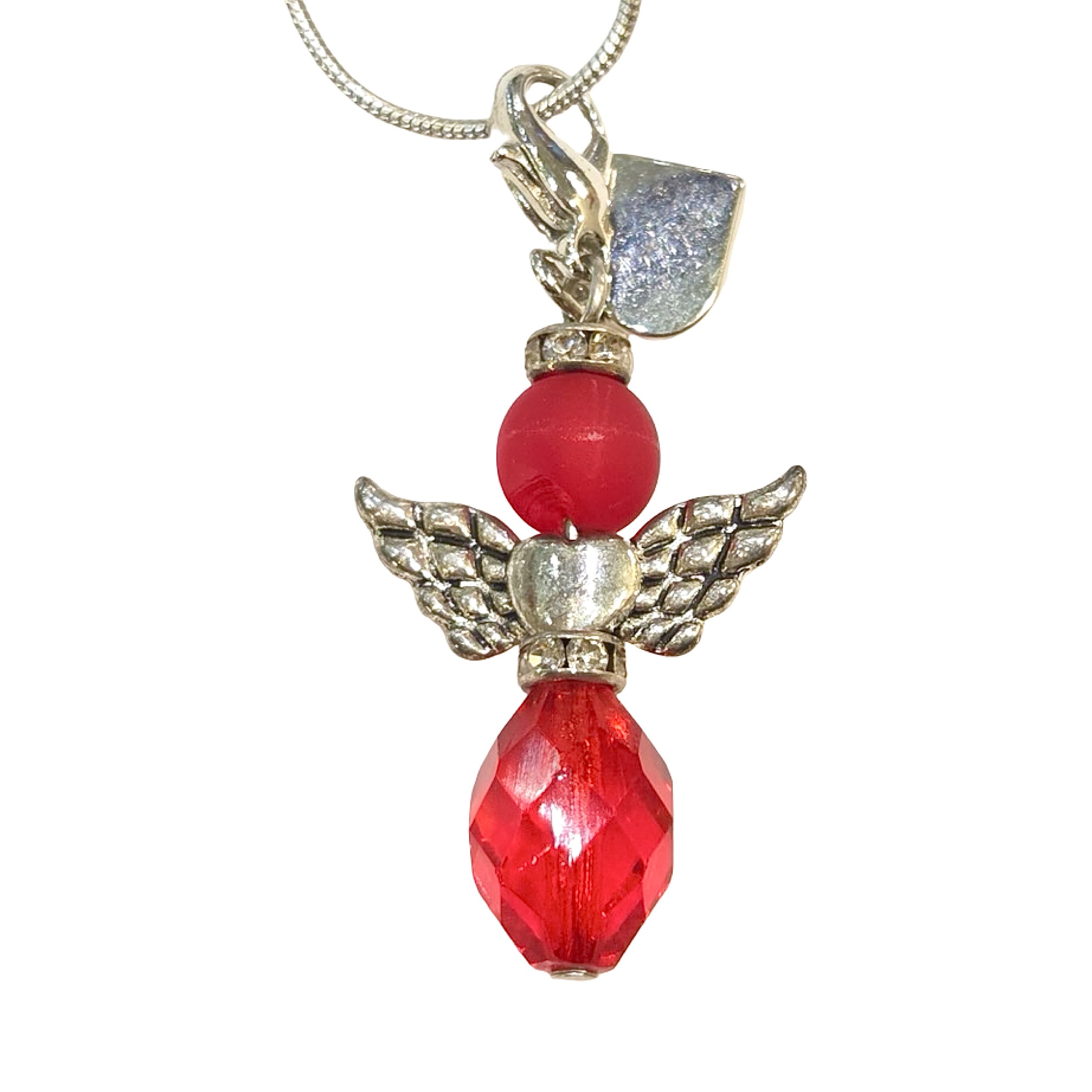 Blown-Glass Murano Angel Necklace with Sliver Wings