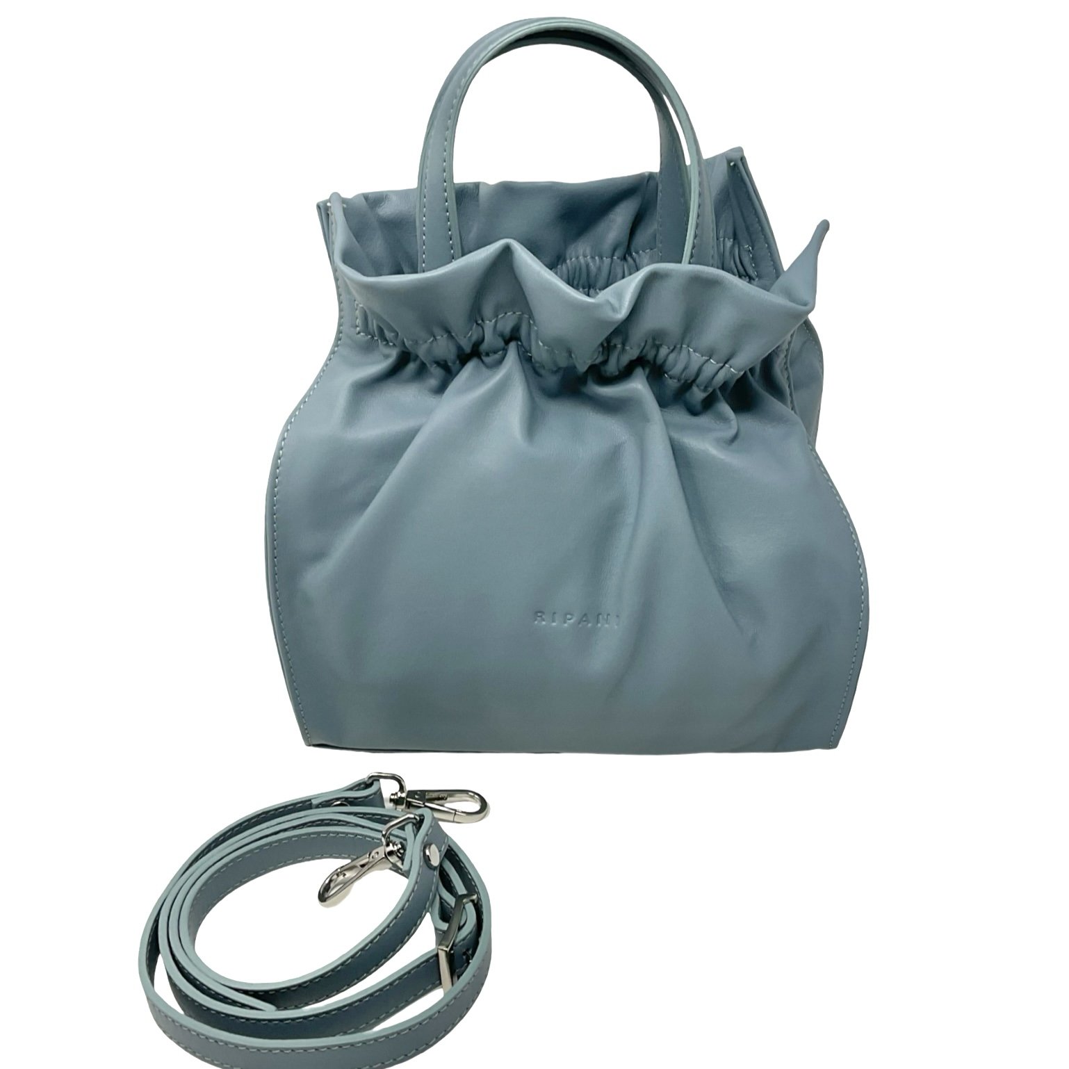 Soft Leather Handbag with Delicate Ruffle Detail