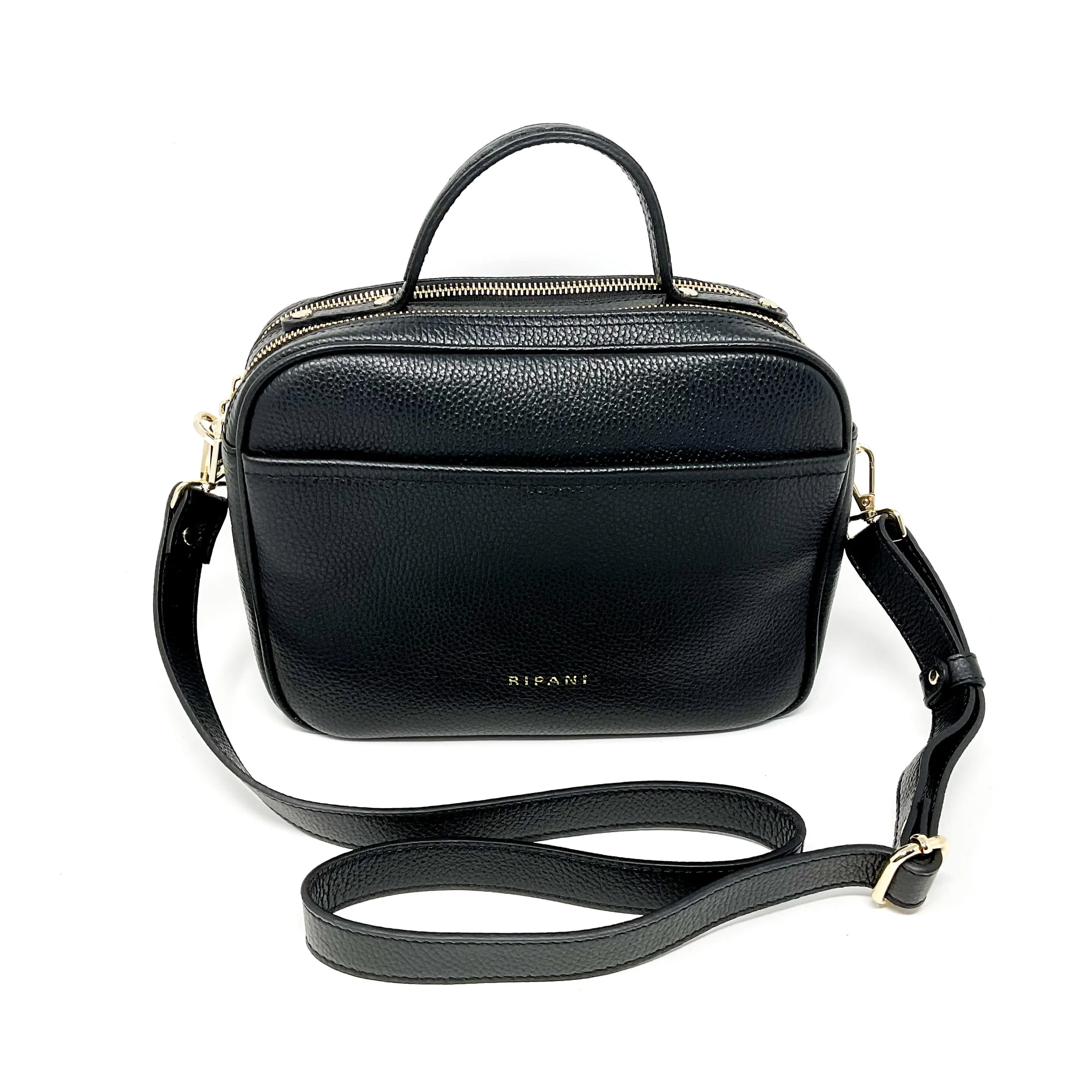 Double-Compartment Camera Style Bag in Solid Black