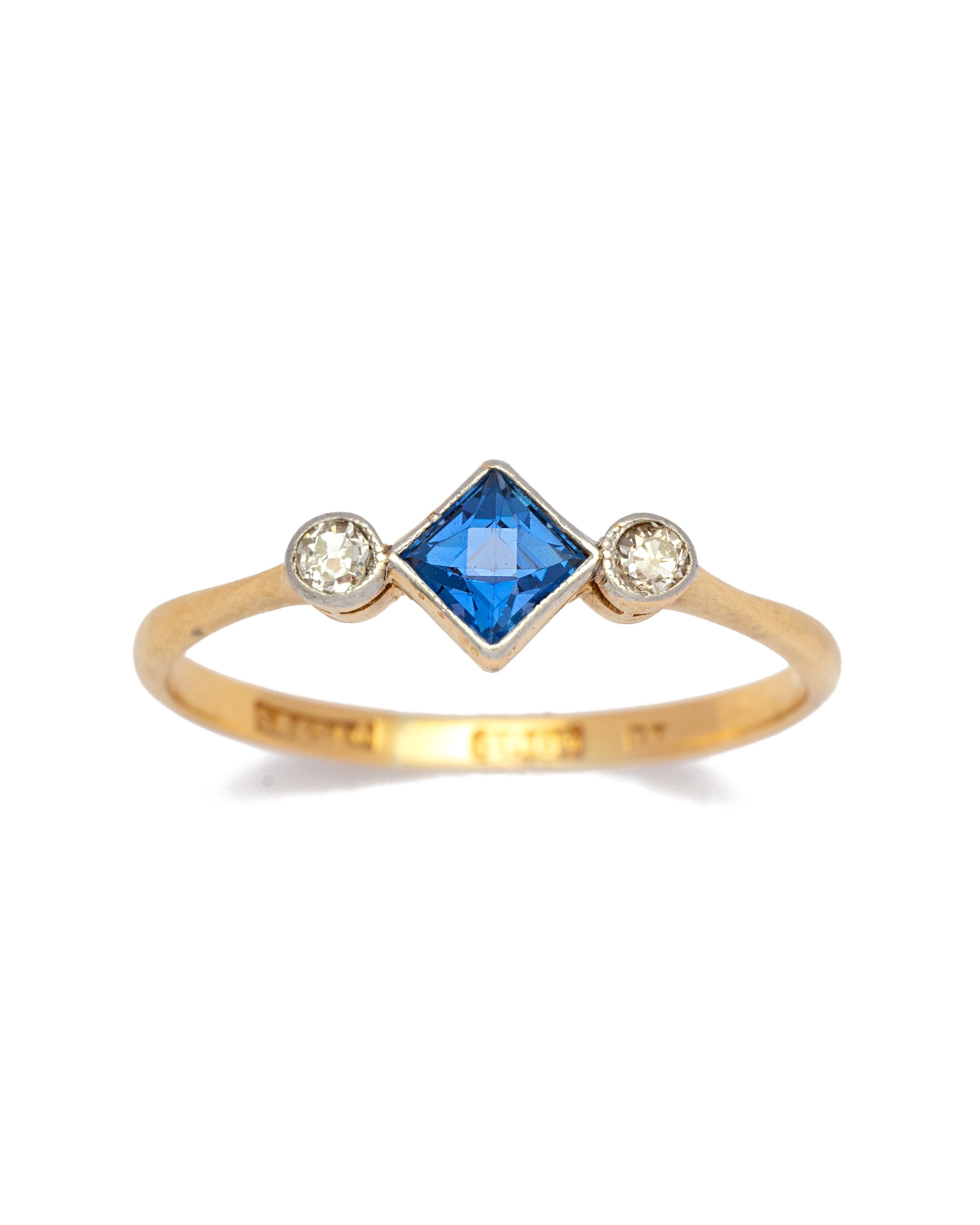 Art Deco Sapphire &amp; Diamond Ring&lt;em&gt;£595&lt;/em&gt;