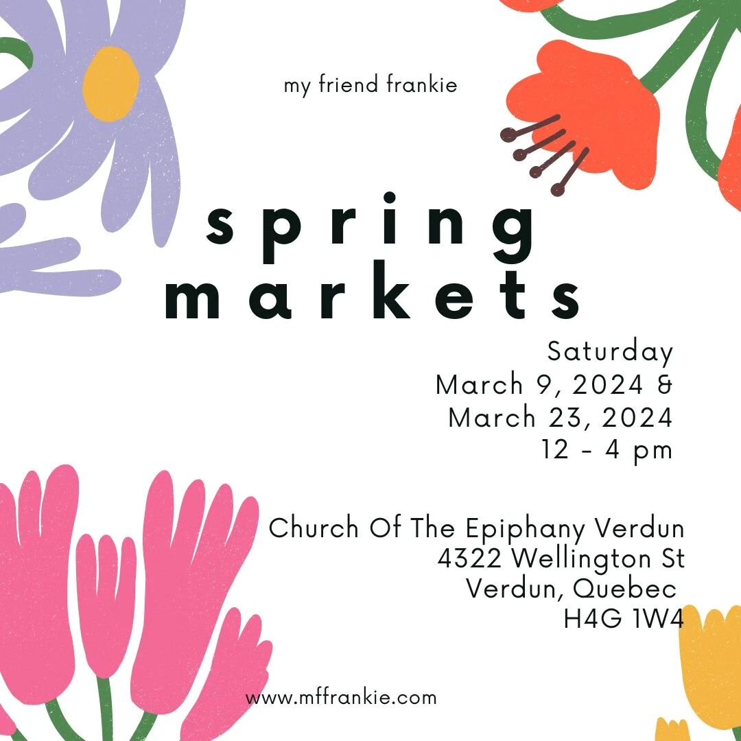 We are  excited to announce that we will be in Verdun next Saturday for the first edition of the My Friend Frankie spring 2024 market!

See you there?

#fait ici #shoplocal #popupmtl