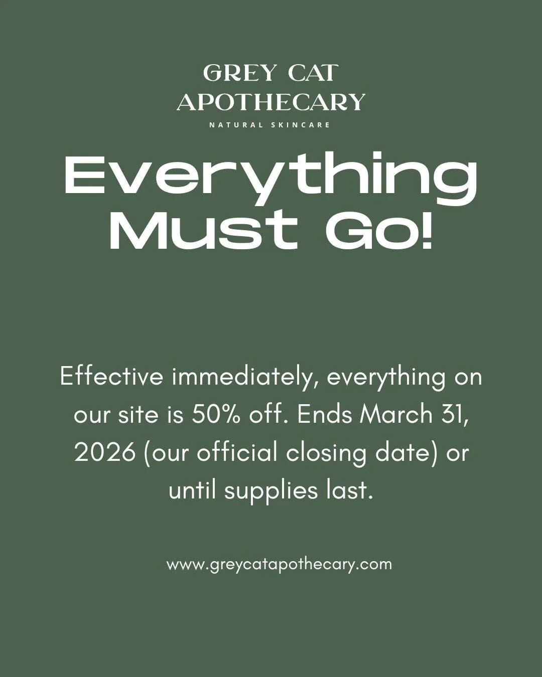 📢📢Attention!📢📢 Grey Cat Apothecary is closing. To that end, everything remaining on our website is priced to clear. Get yours while they last.