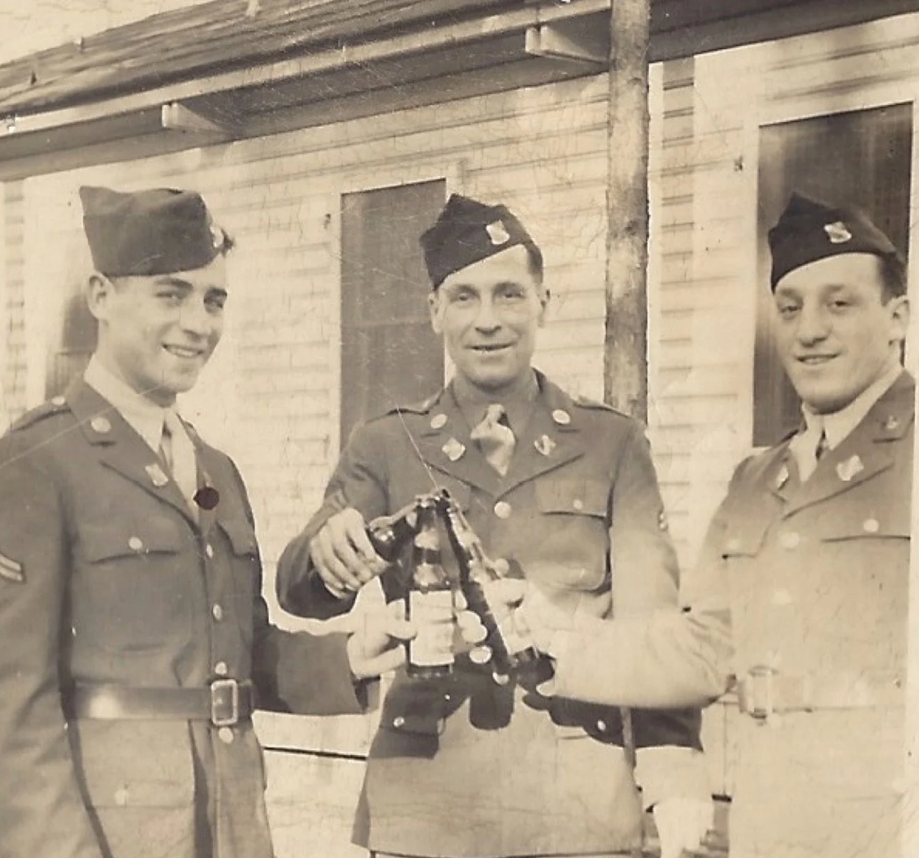Bernard Tansky (L-R), Harry Wise, Sam Berkowitz - January 1, 1943 - Camp Claiborne