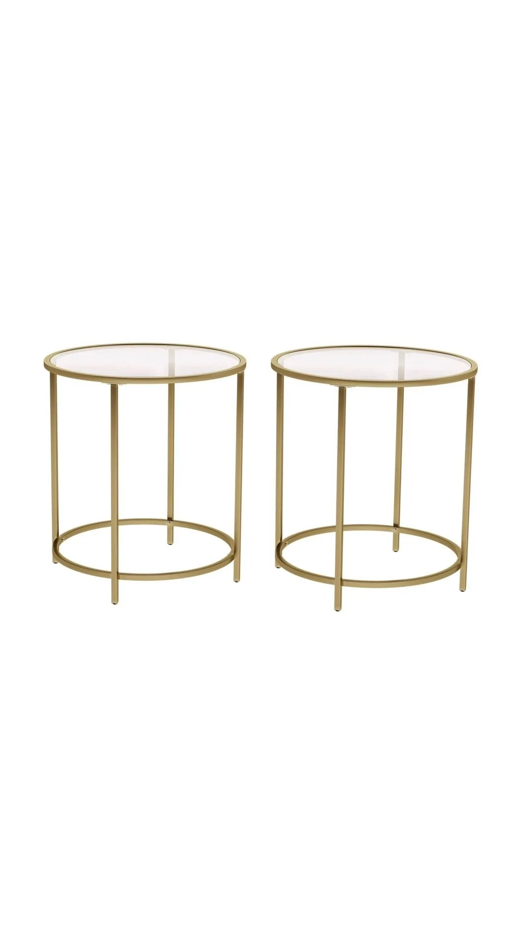 Gold Rim Glass Side Tables $35