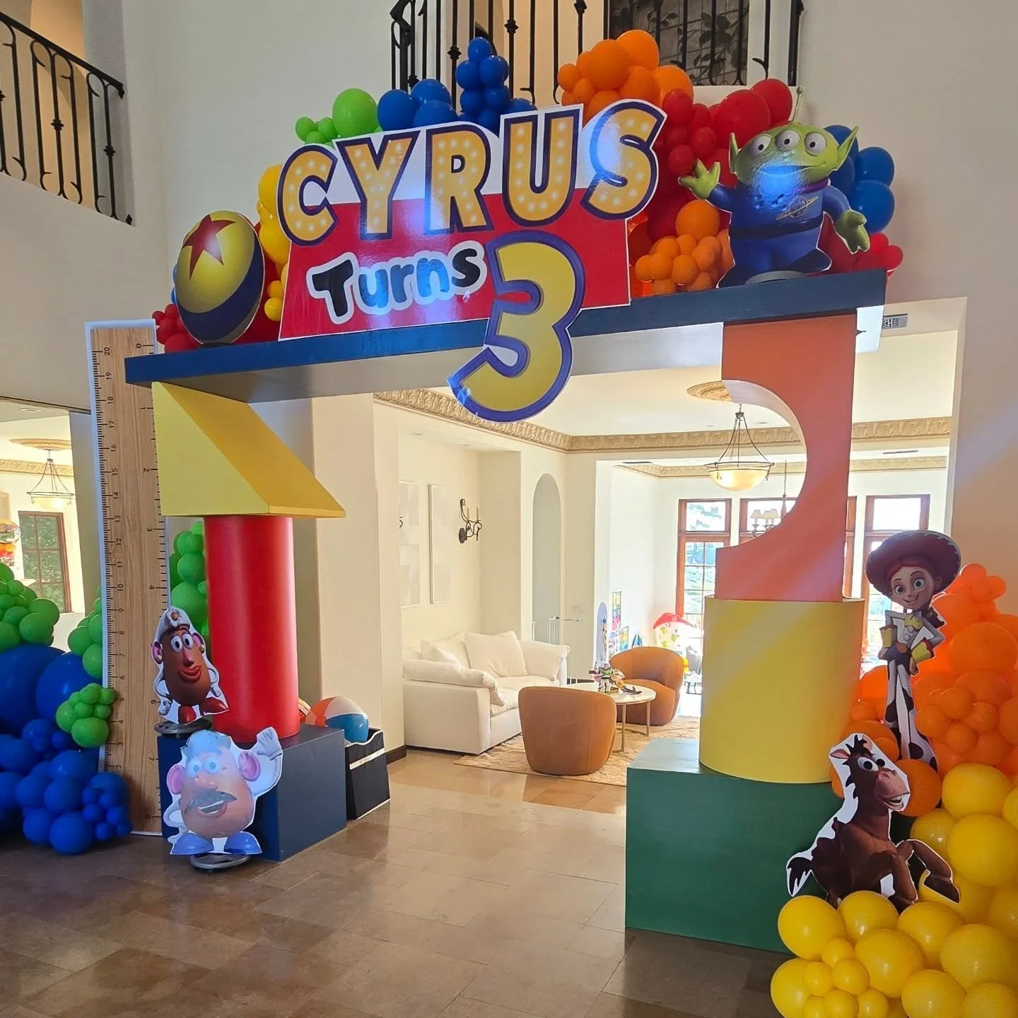 We built the coolest toy block archway! Love how it came together! #toystorytheme #Disneybday #disneygram