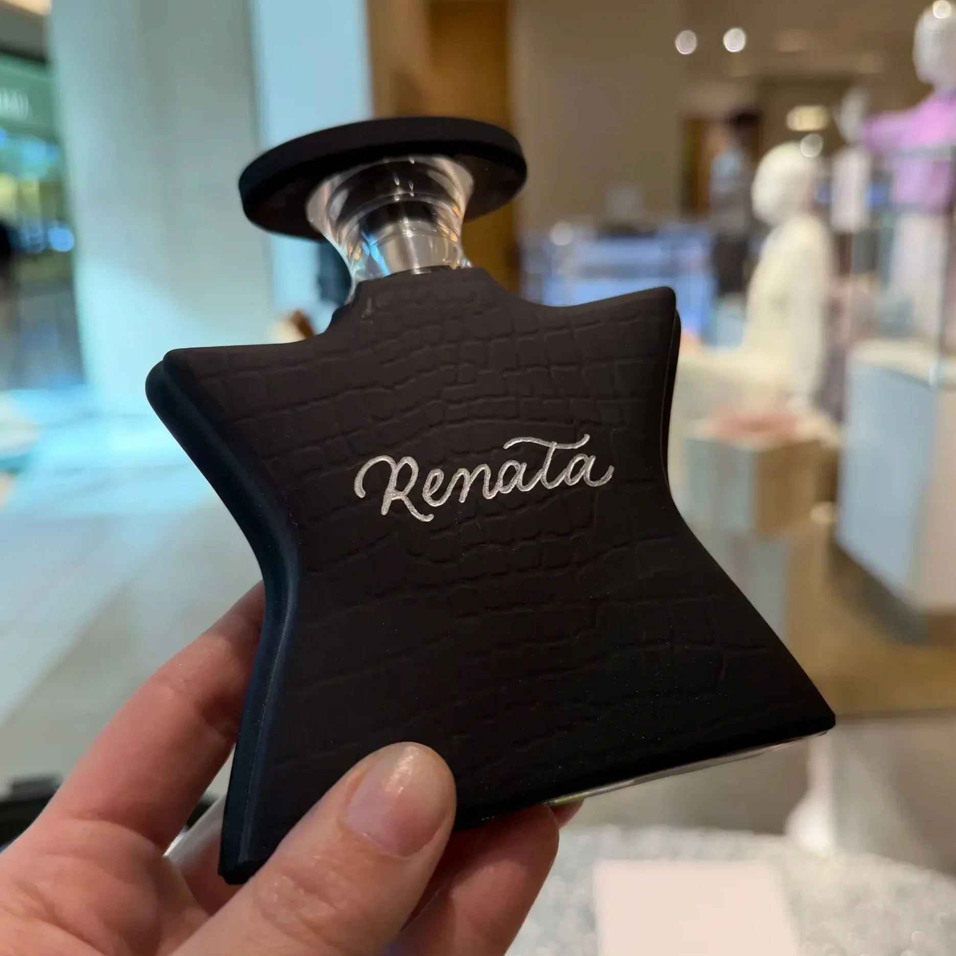 live on-site personalization, engraving perfume bottles for a brand activation