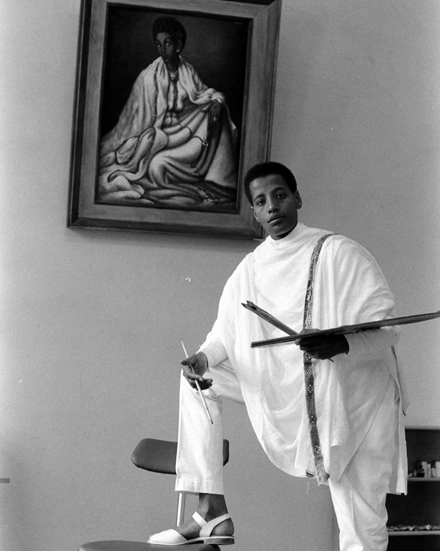 Celebrated and leading Ethiopian modern artist, Afewerk Tekle, in his studio in 1955. Images 3 and 4 feature two of Tekle&rsquo;s portrait sitters. Photographs by Alfred Eisenstaedt for LIFE magazine. Courtesy of the LIFE Photo Collection.

#SUNUnote