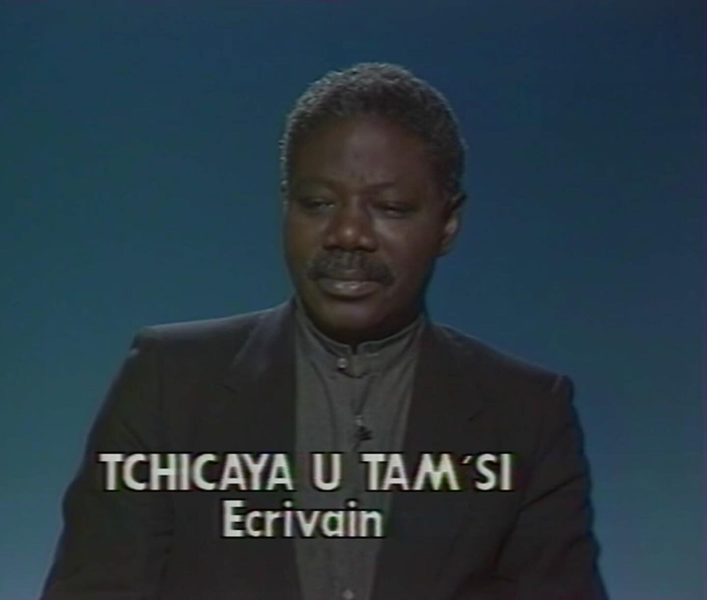 Image of Congolese novelist, playwright and poet, Tchicaya U Tam&rsquo;si, during an interview with Jean Claude Courdy in 1986. U Tam&rsquo;si was born G&eacute;rald-F&eacute;lix Tchicaya in 1931 in present-day Congo-Brazzaville (The Republic of Cong