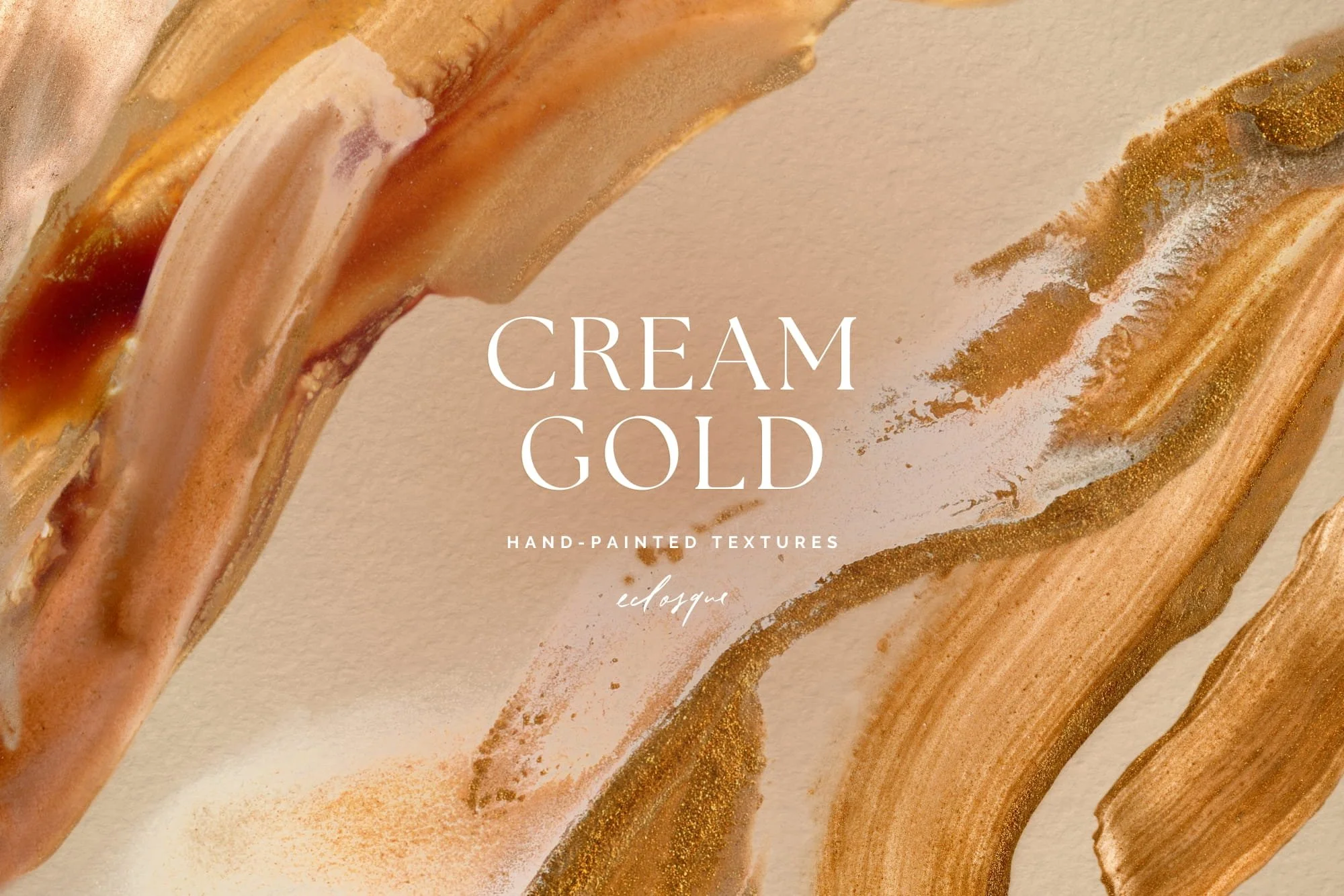 Cream Gold hand-painted abstract gold textures collection main cover by Eclosque