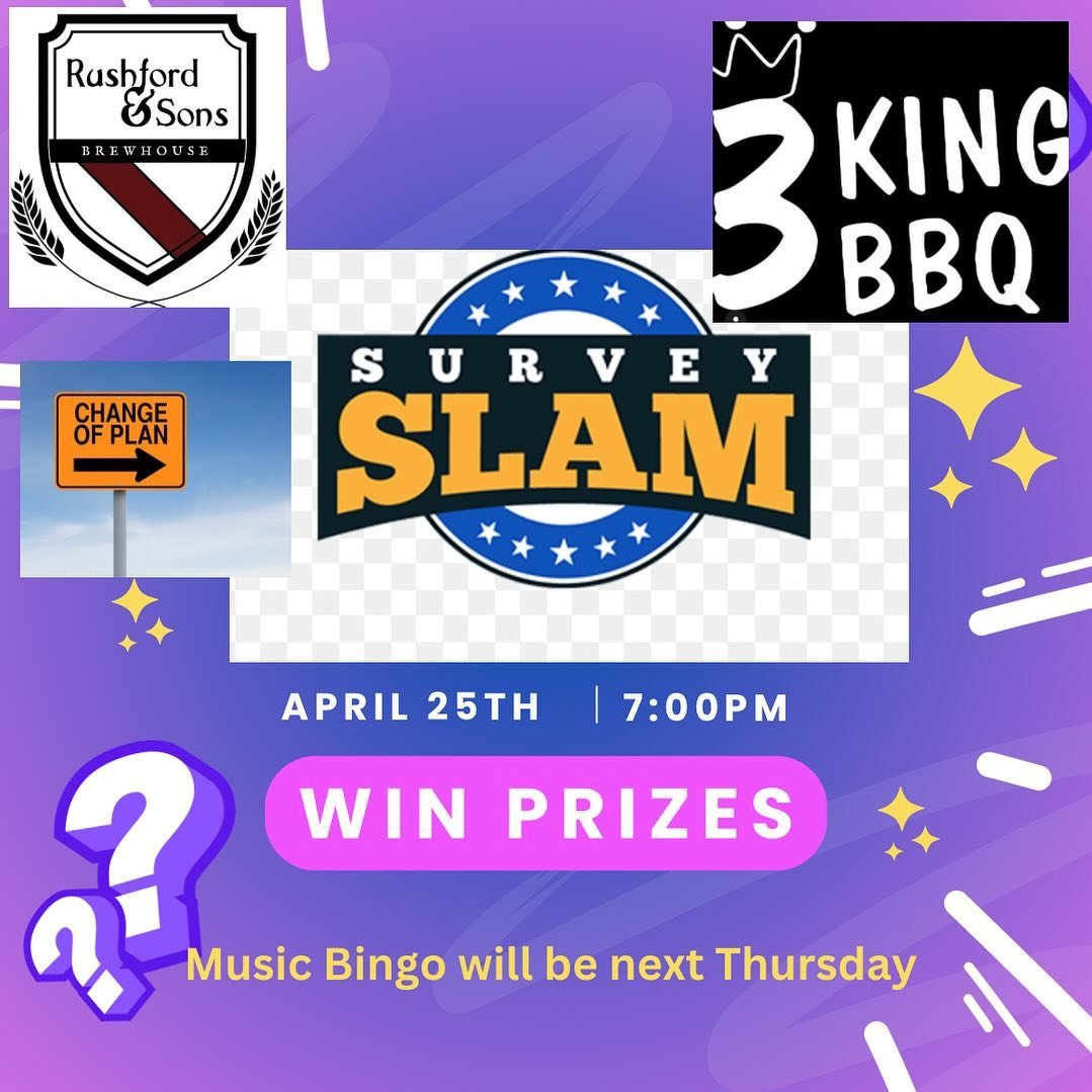 Change of plans, tomorrow we will be hosting Survey Slam at 7pm.  Music Bingo has been moved to May 3rd.  #trivia #kingtrivia #surveyslam #thirstythursday #rasbrewhouse #uptonma #centralma #centralmabeer #beer #brewery #nanobrewery #craftbrewery #cra