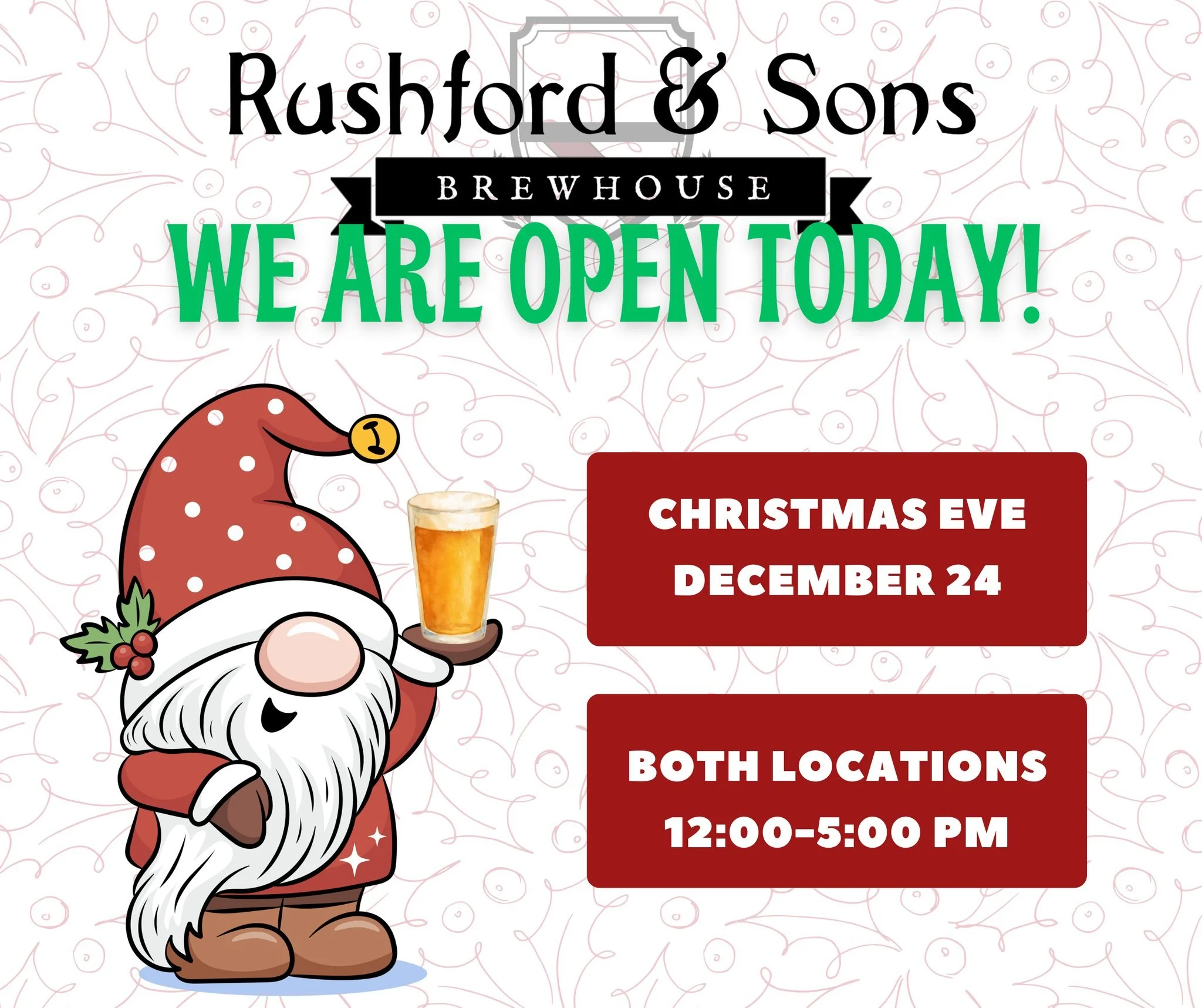 🎄 Gifts wrapped (mostly)
🍪 Cookies eaten (too many)
🍺 Sanity break? HIGHLY recommended.

It's Christmas Eve and we&rsquo;re open from 12&ndash;5 PM in both Upton and Holliston, pouring beers and providing a much-needed break from all the things. 
