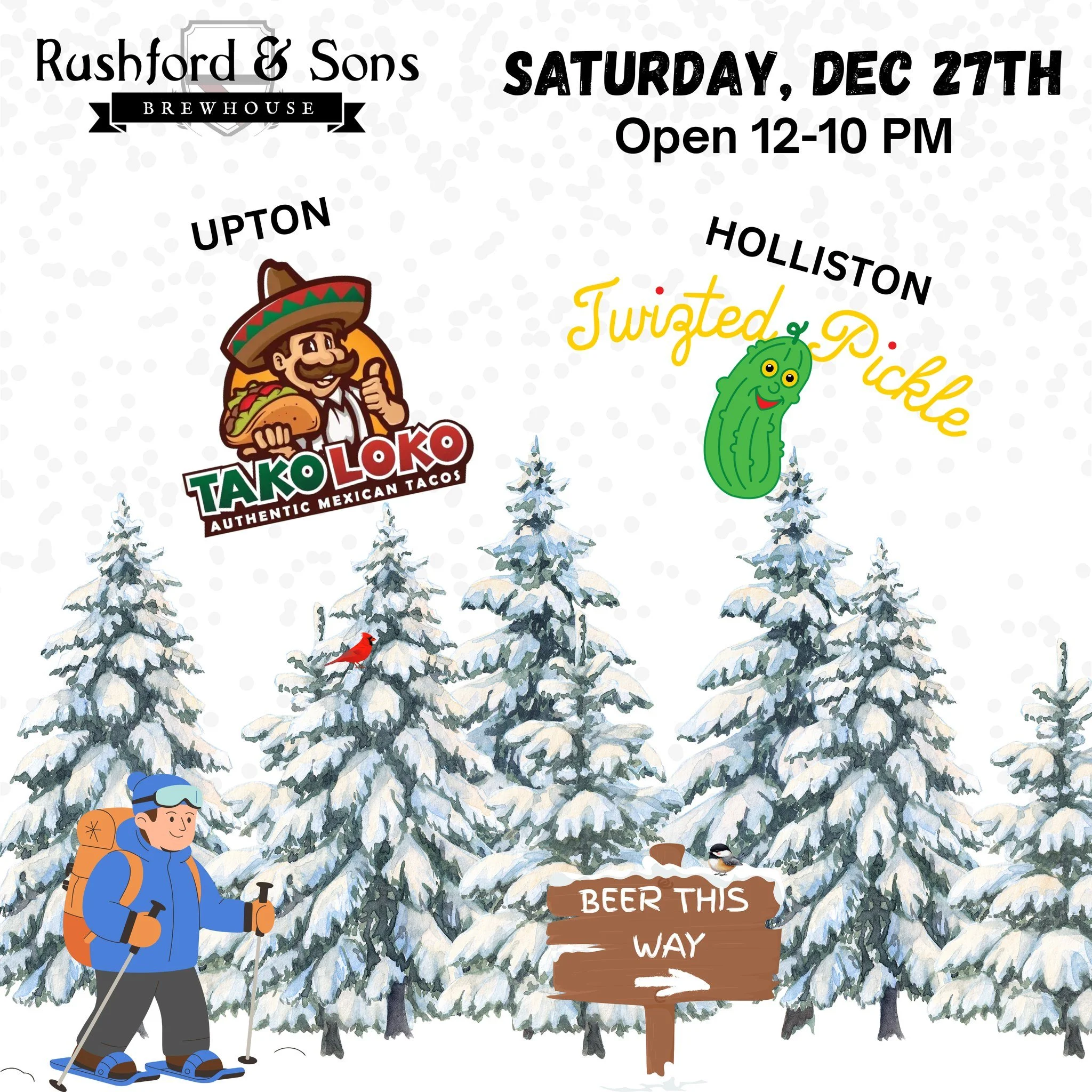 Sure is snowy out there, but we're New Englanders - it's gonna take more than that to keep us stuck in the house! ❄❄❄

Our Upton brewery and Holliston taproom are both toasty warm, and open from 12-10 PM!  Come on in for a couple pints of our newest 