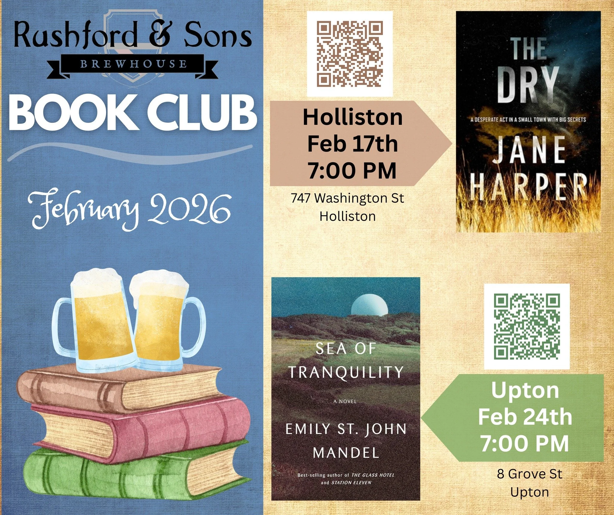 Happy Tuesday bookworms! 📚🐛

We're excited to dig into our Holliston Book Club book tonight at 7 PM! 
Have you read *The Dry by Jane Harper* and want to share your thoughts?  Come join us for discussion and your favorite beverage!!

Upton's Book Cl