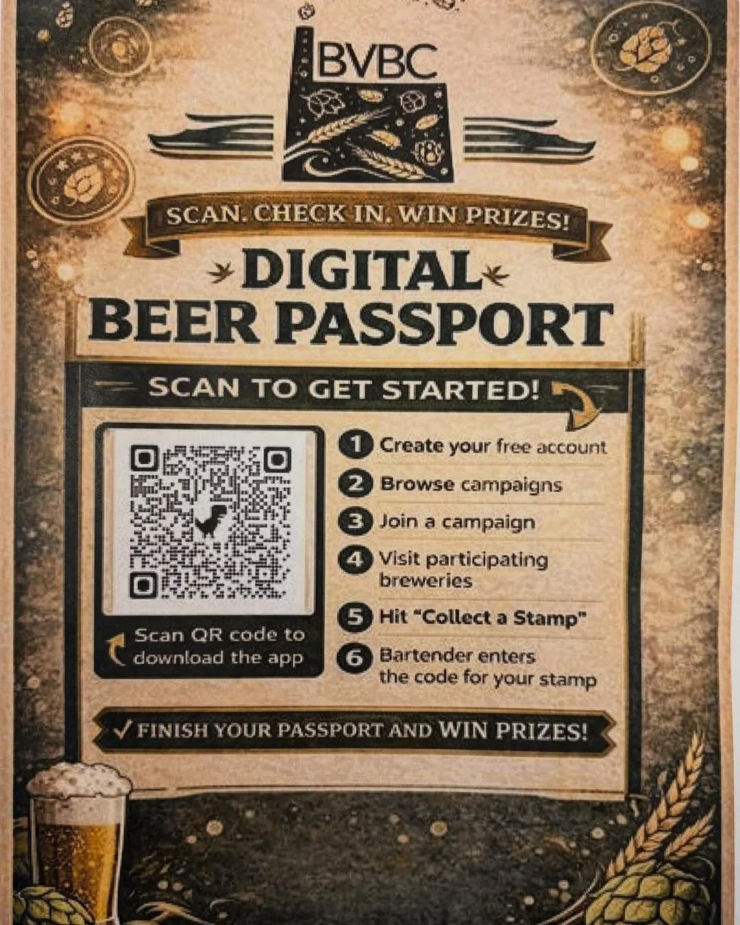 The Blackstone Valley Brewers Collective (BVBC) brewery passport has gone digital!  Visit us here at Rushford &amp; Sons (either location) and get your virtual stamp! 

👇 Scan below to get started! 🍻