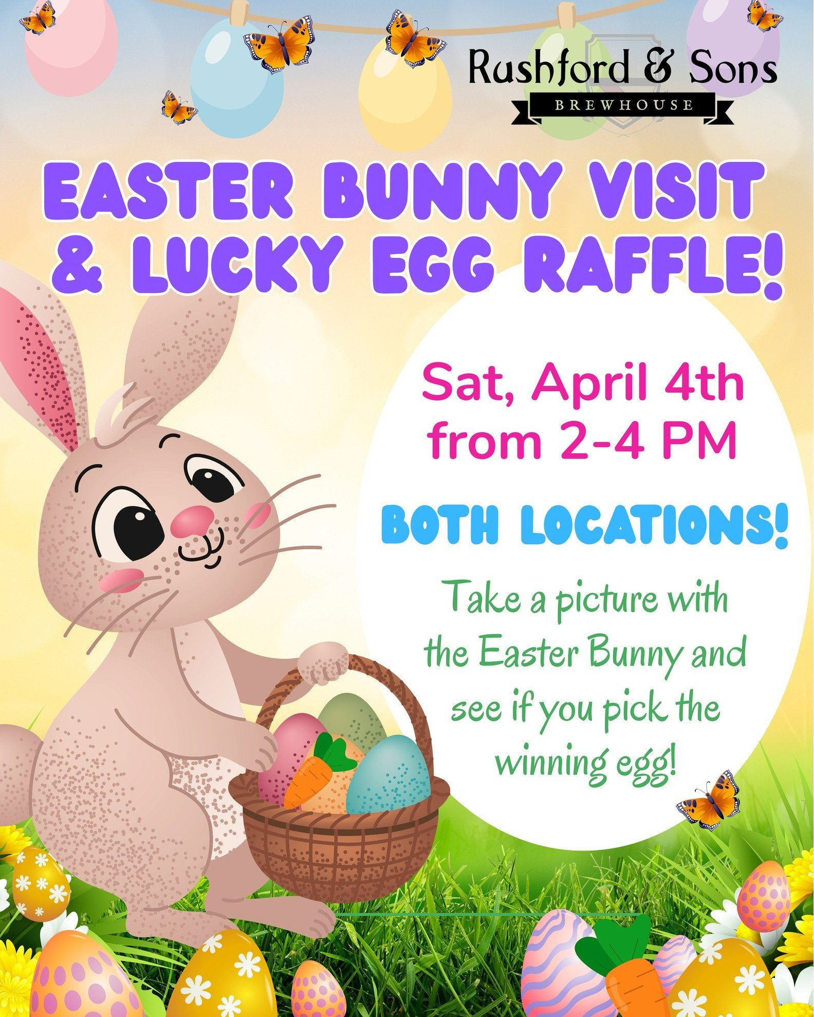 Someone special is hoppin' in to visit our taprooms today! 🐰

Come by between 2-4 PM (either Upton or Holliston locations) and grab a free pic with the Easter Bunny!

You can also pick an egg from our basket to see if you win a special prize! 🐣

#e