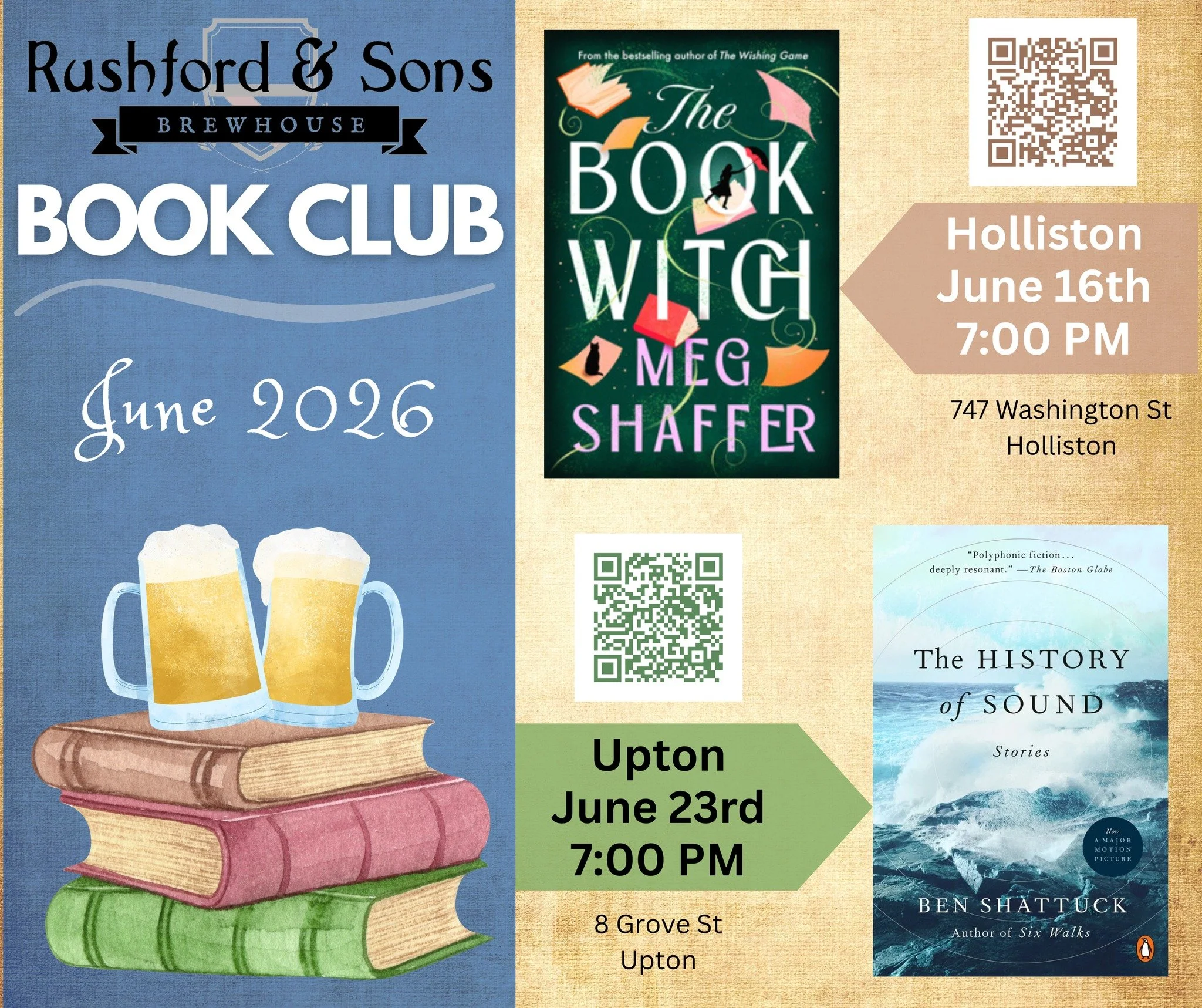📚🐛 Avid reader, bookworm, book enthusiast...however you identify...

We have book clubs each month in both of our locations. See what we are reading now and join us to discuss!

📙 Holliston: June 16 at 7 PM - The Book Witch by Meg Shaffer
📗 Upton