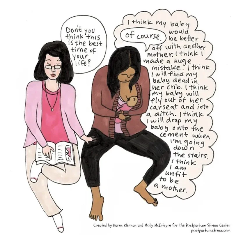 Illustration of postpartum depression and anxiety by Molly McIntyre