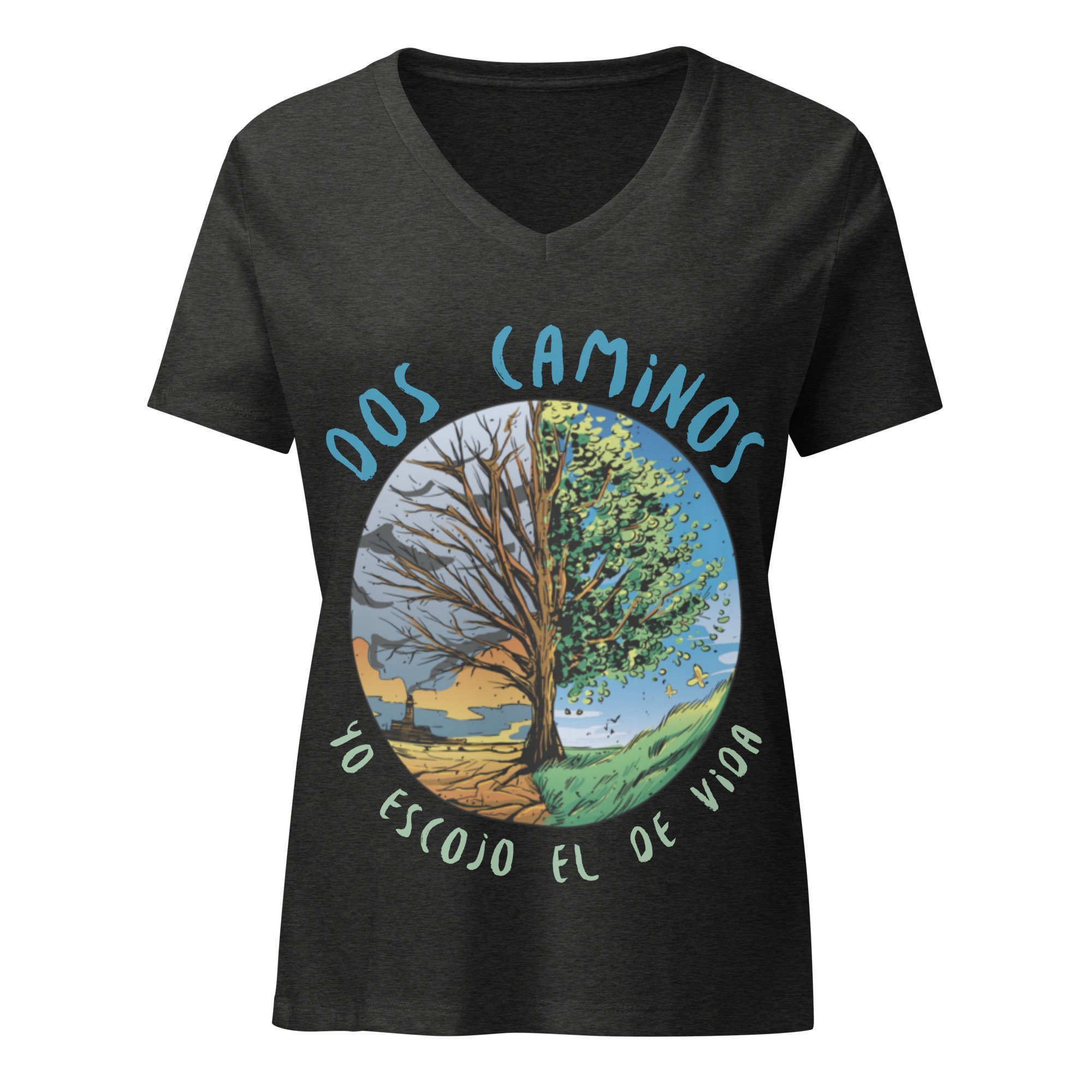 Dos Caminos | Yo Escojo el de Vida | Camisa Biblica | Camiseta | Mesianica | Camino de los Creyentes | Women’s relaxed v-neck t-shirt