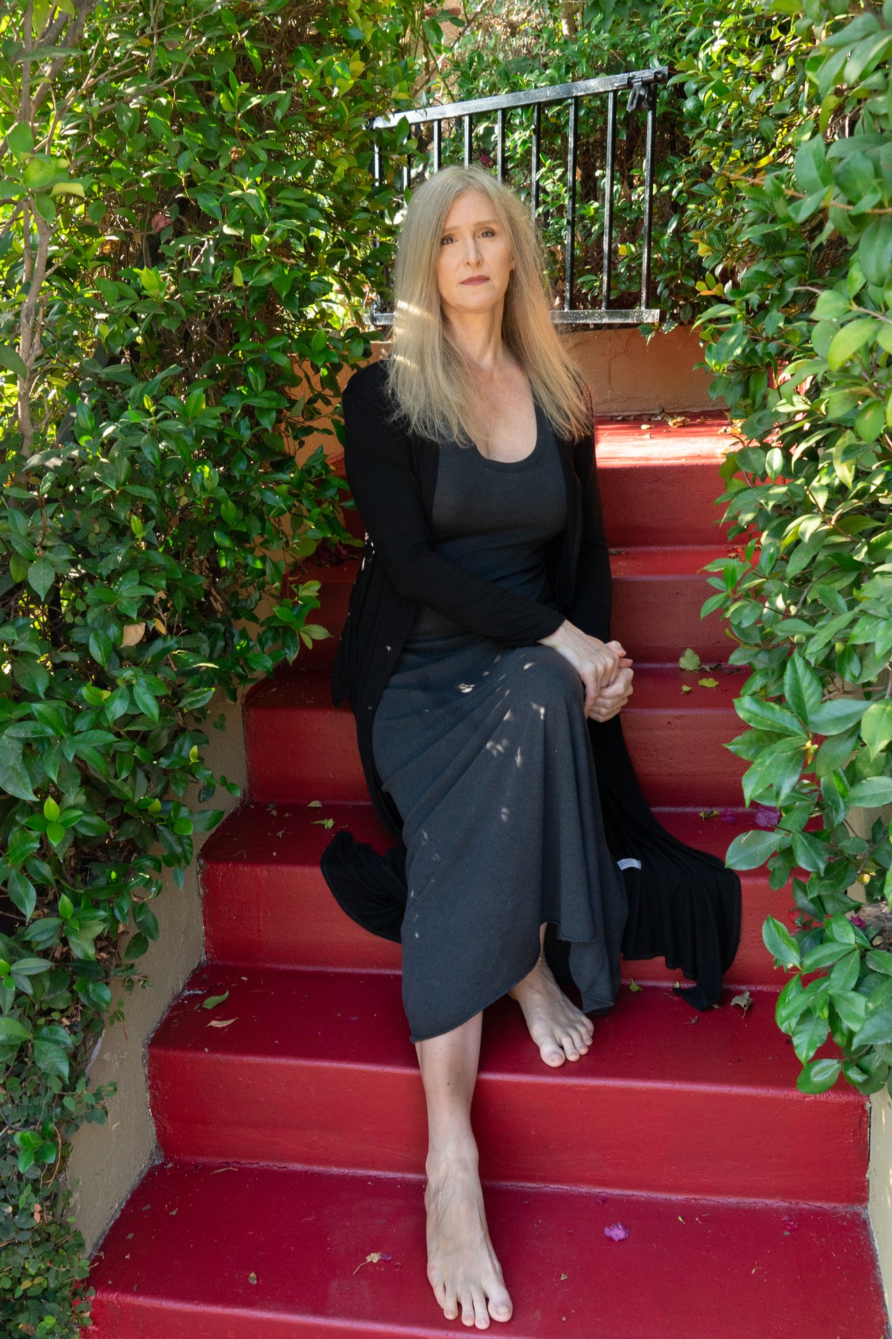 Andrea on her garden steps, LA