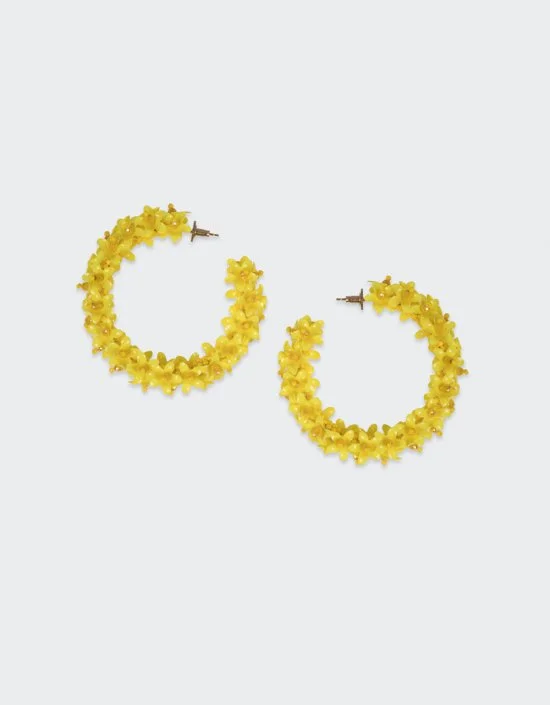 Olivia Dar - Flower Hoops in Yellow