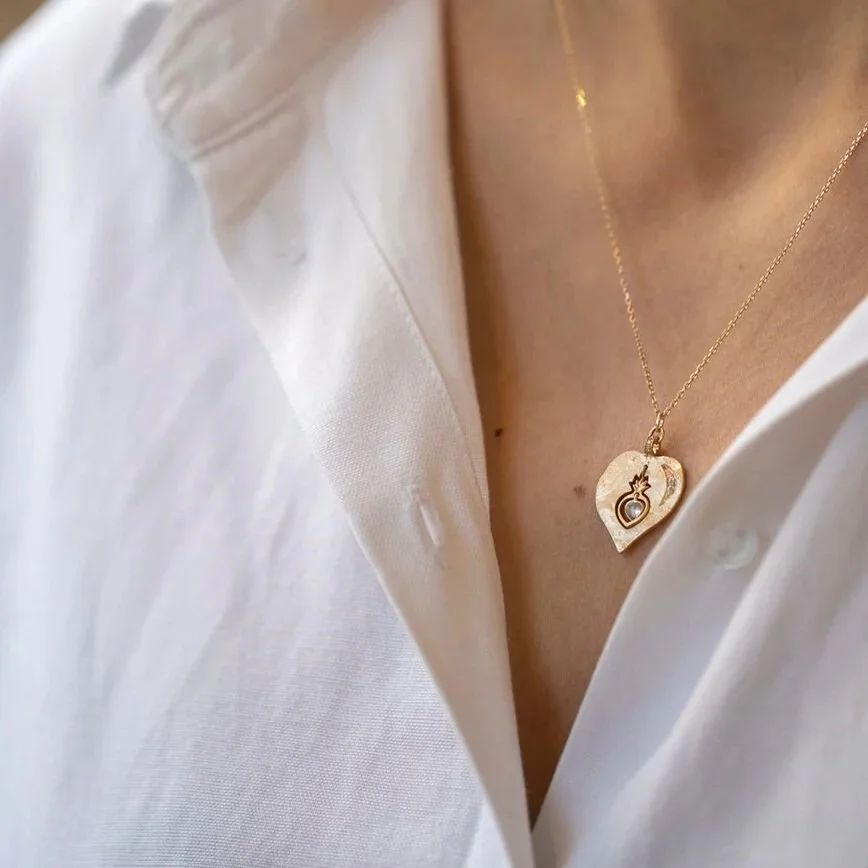 Heart on Fire Moonstone and Gold Plate