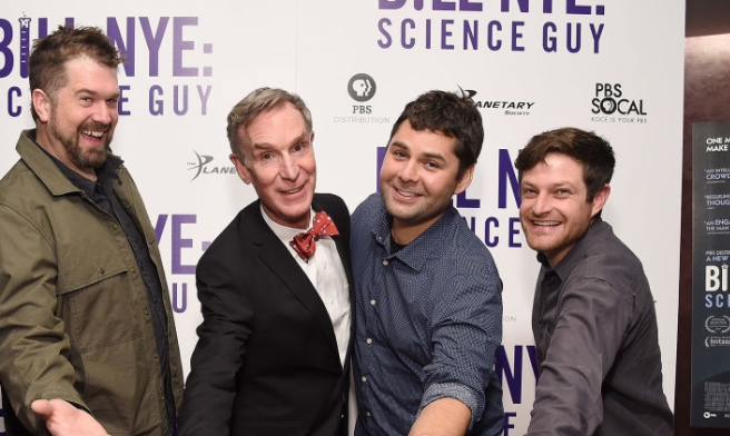 Producer Seth Gordon with the Bill Nye team 