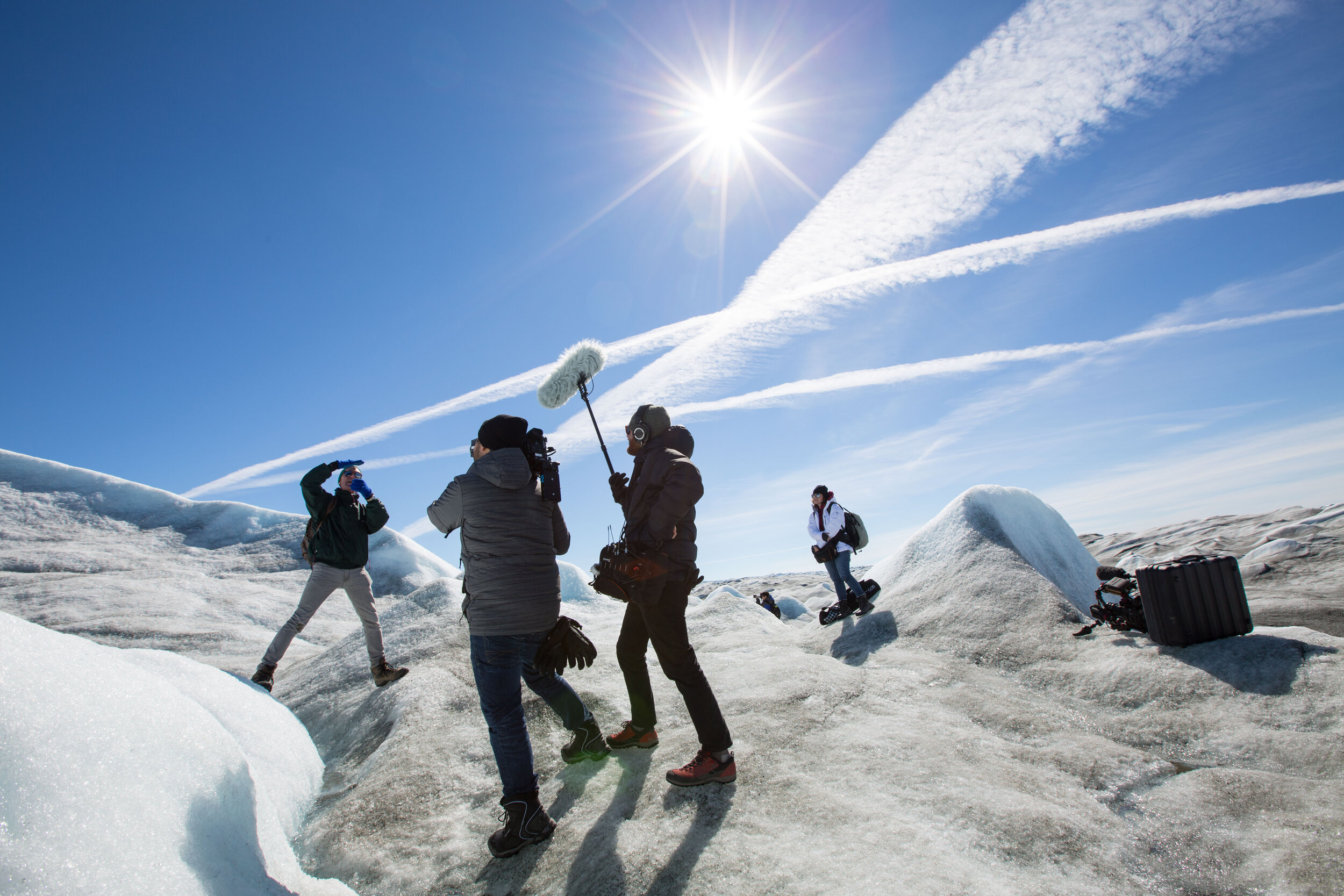 Filming on the Russell Glacier