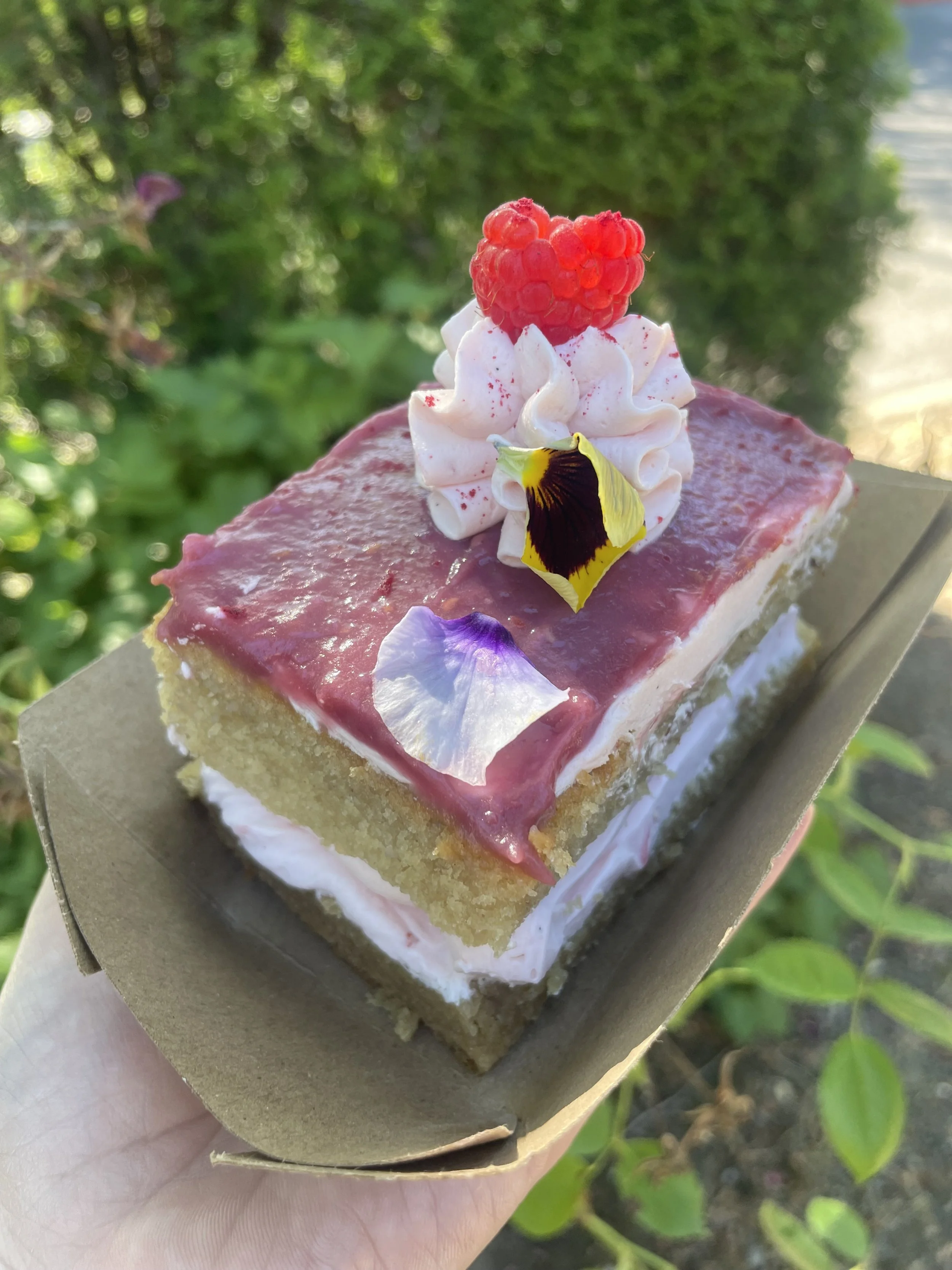 Vegan Almond Raspberry Cake Square