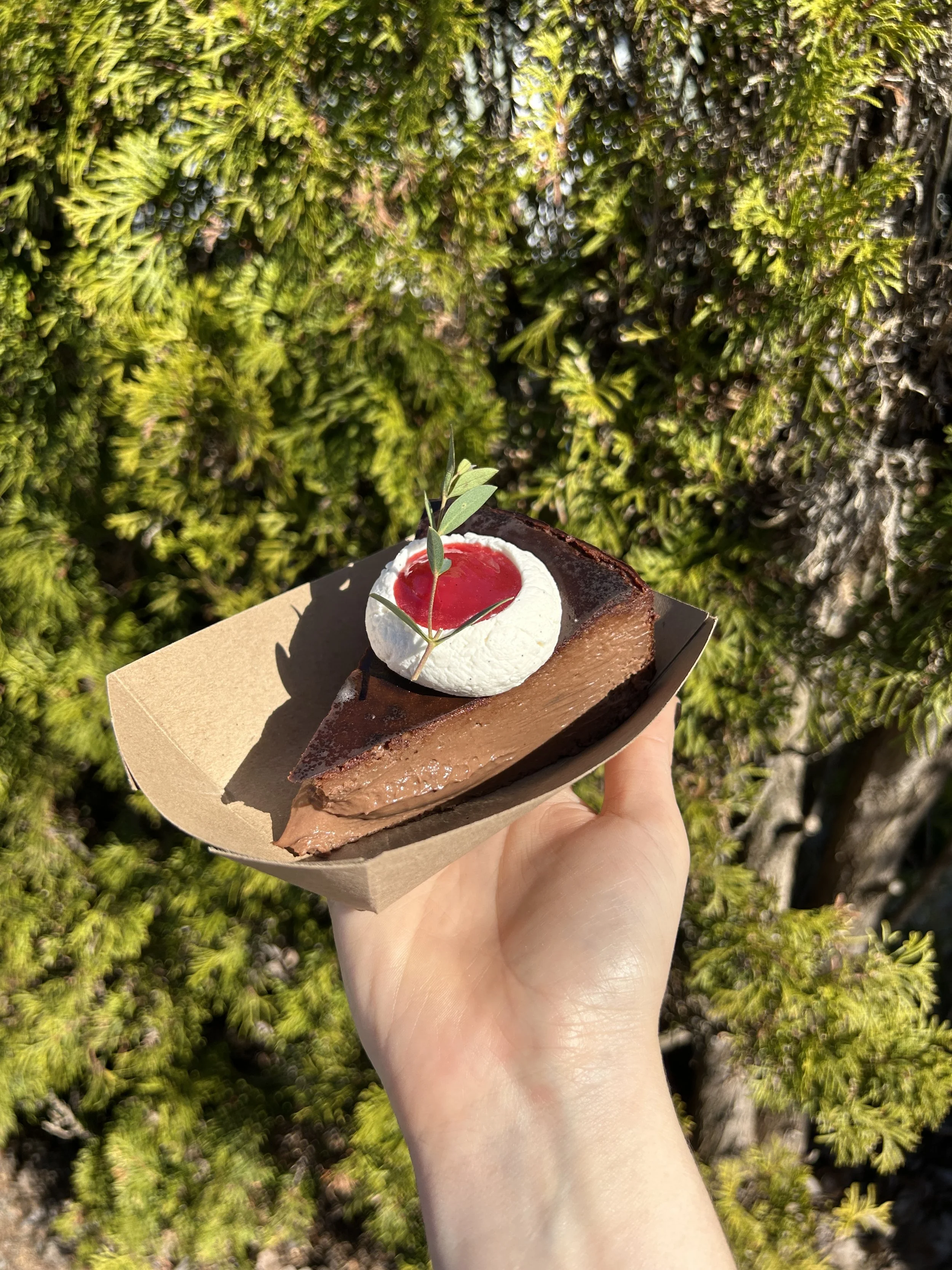 Basque Chocolate Balsamic Cherry Cheesecake Slice