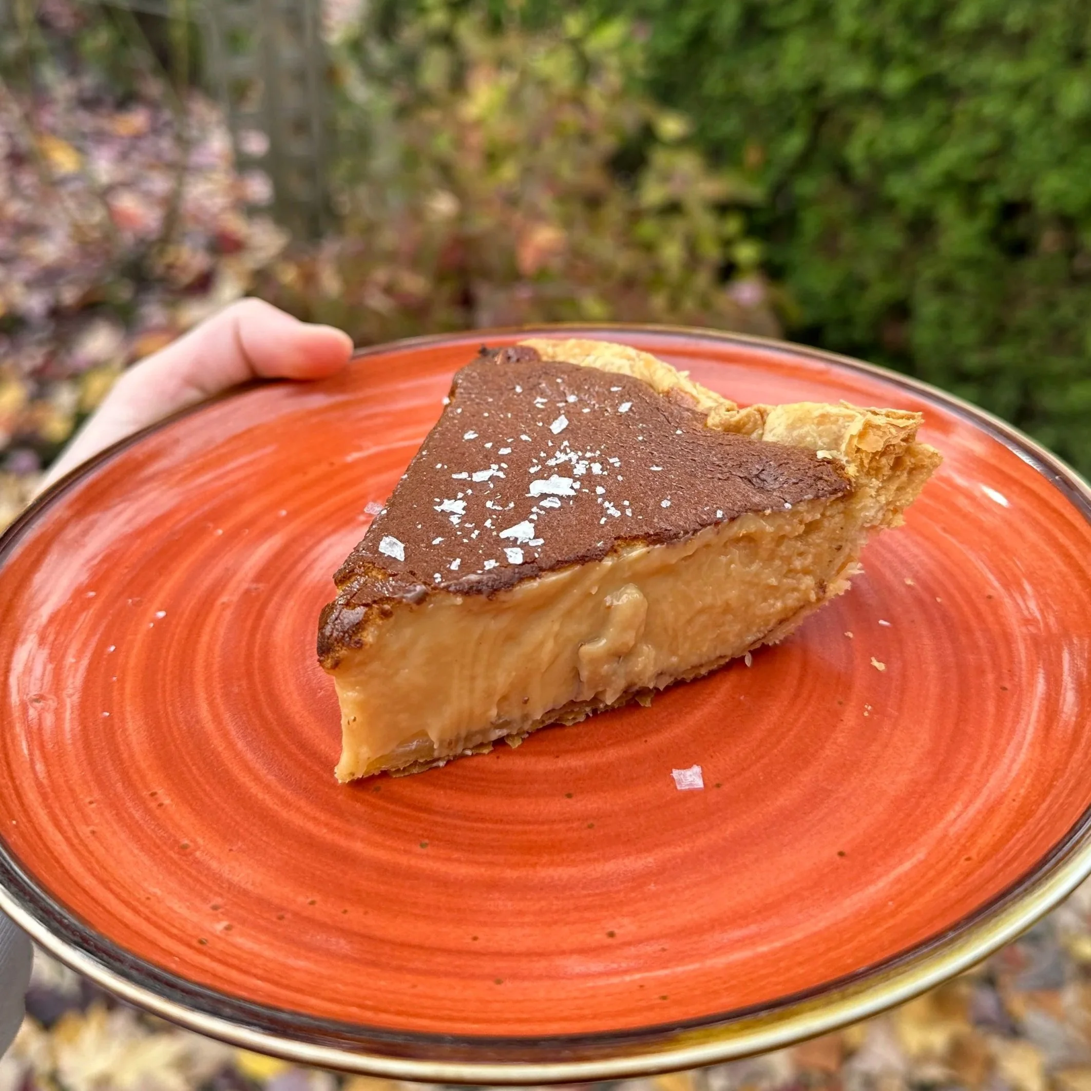 Salted Butterscotch Maple Custard Pie