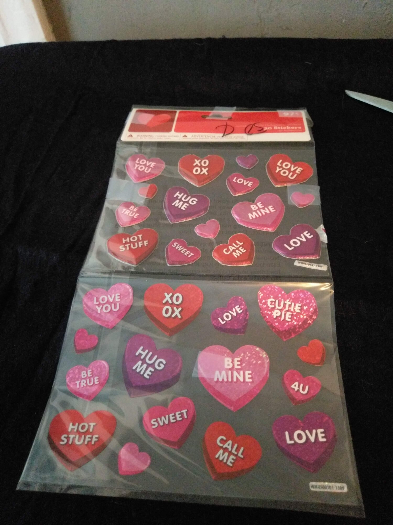 Sticko glitter heart stickers-200 red& pink-2 sizes- Valentine's