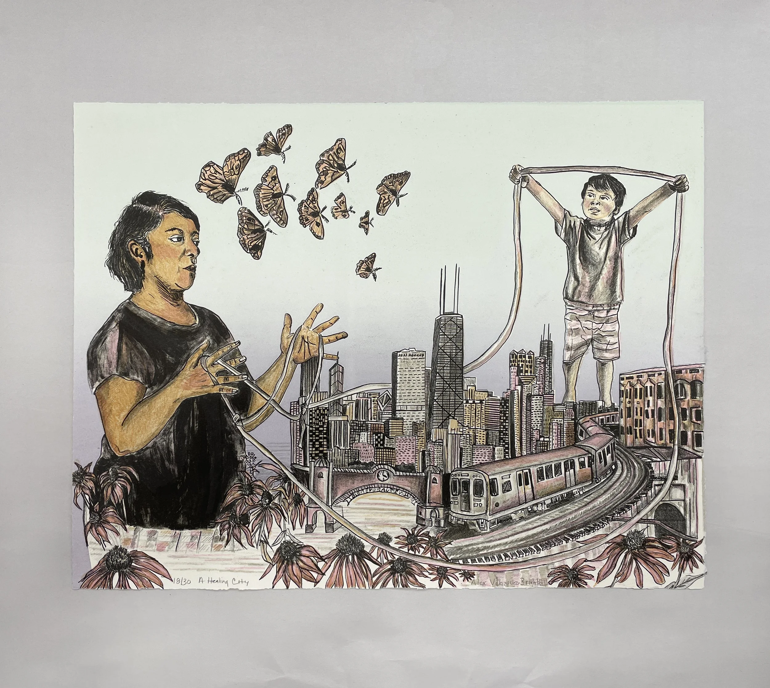 "A Healing City," lithograph by Alex Velazquez Brightbill