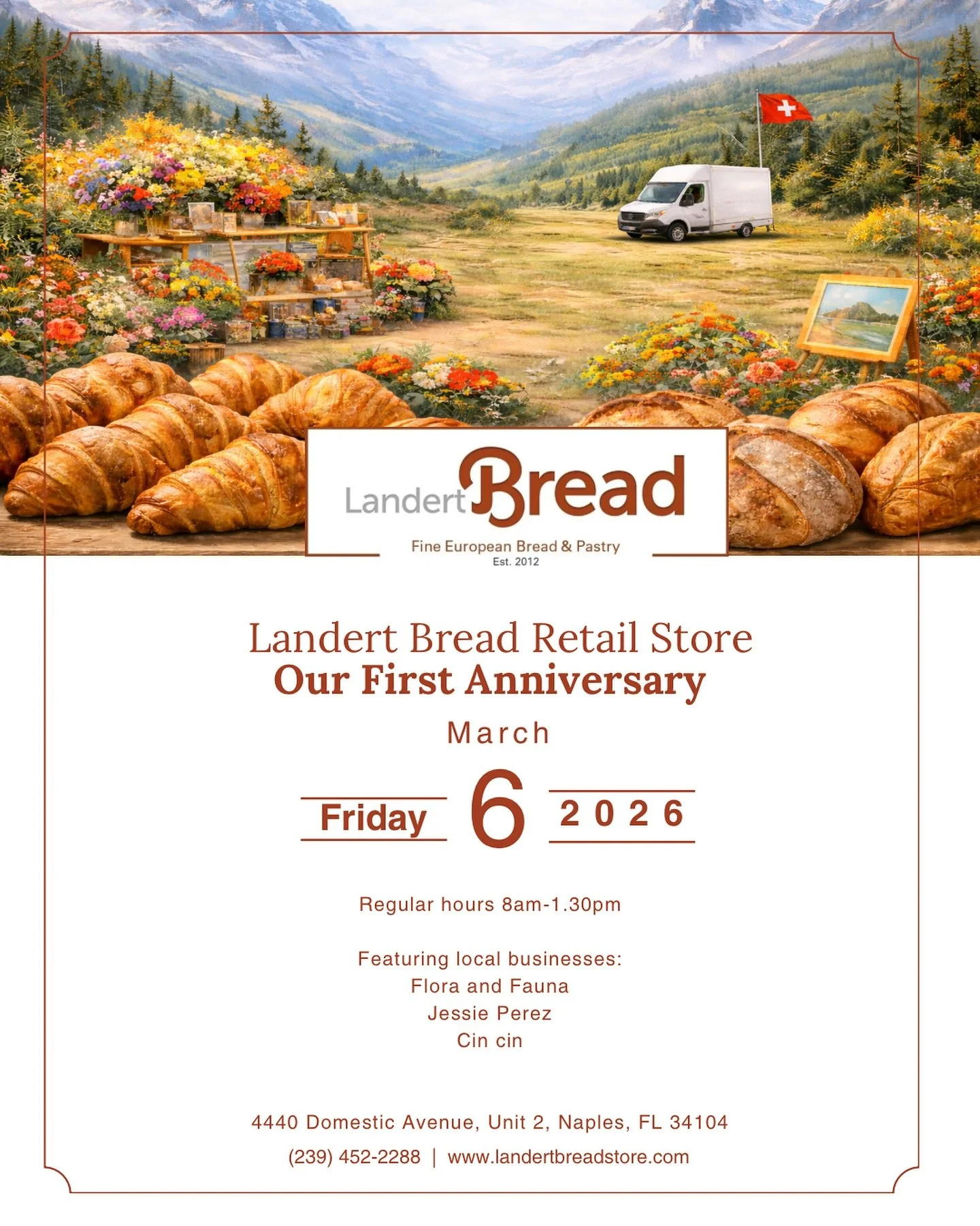 One year of Landert Bread Retail Bakery Store 🤎
&amp; celebrating our 14th year of Landert Bread Wholesale 🇨🇭

From naturally fermented sourdough and Ancient Grain to our Twist Bread, croissants, pastries, and refined European desserts - thank you